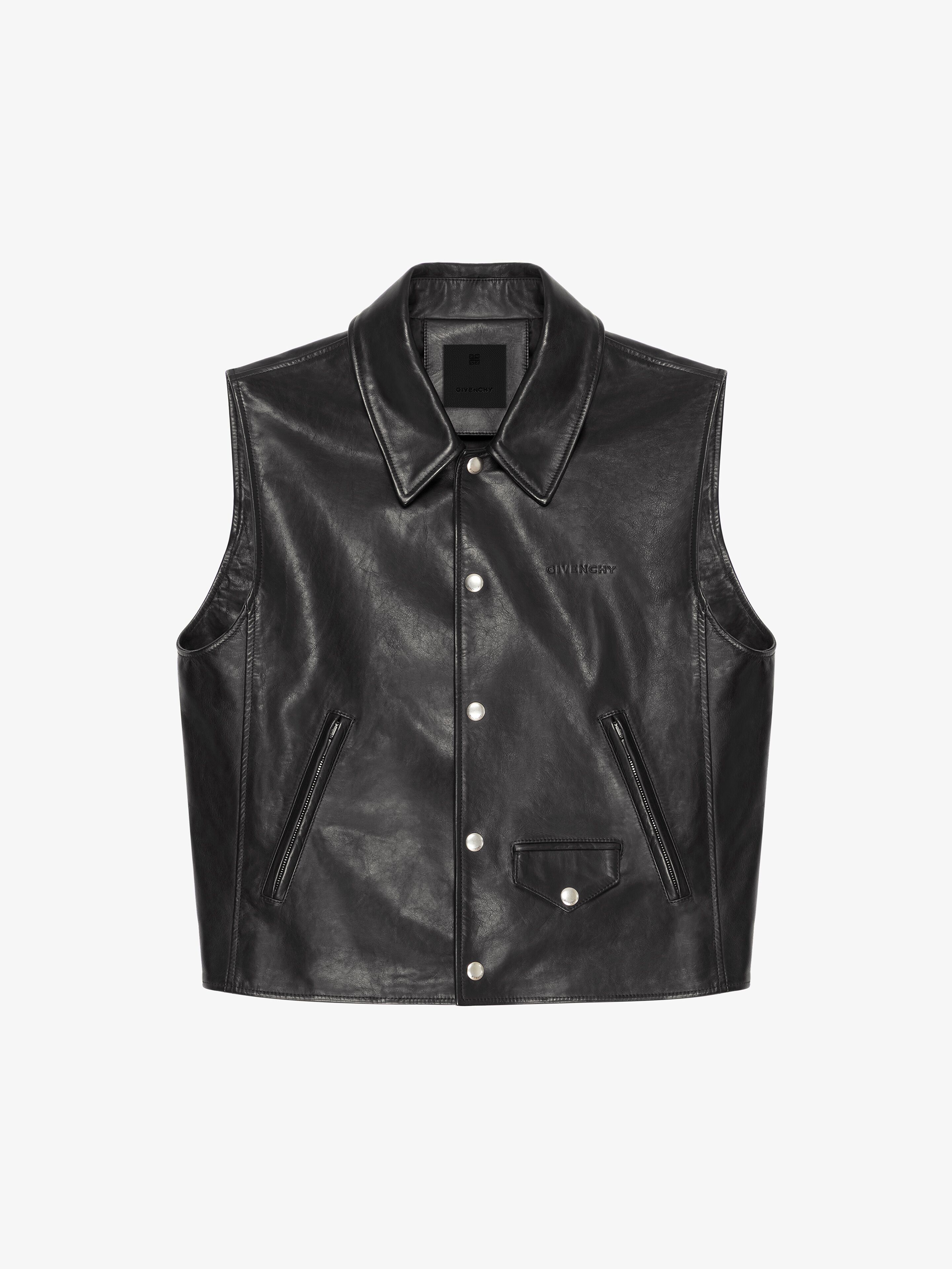 Shop Givenchy Waistcoat In Leather In Black