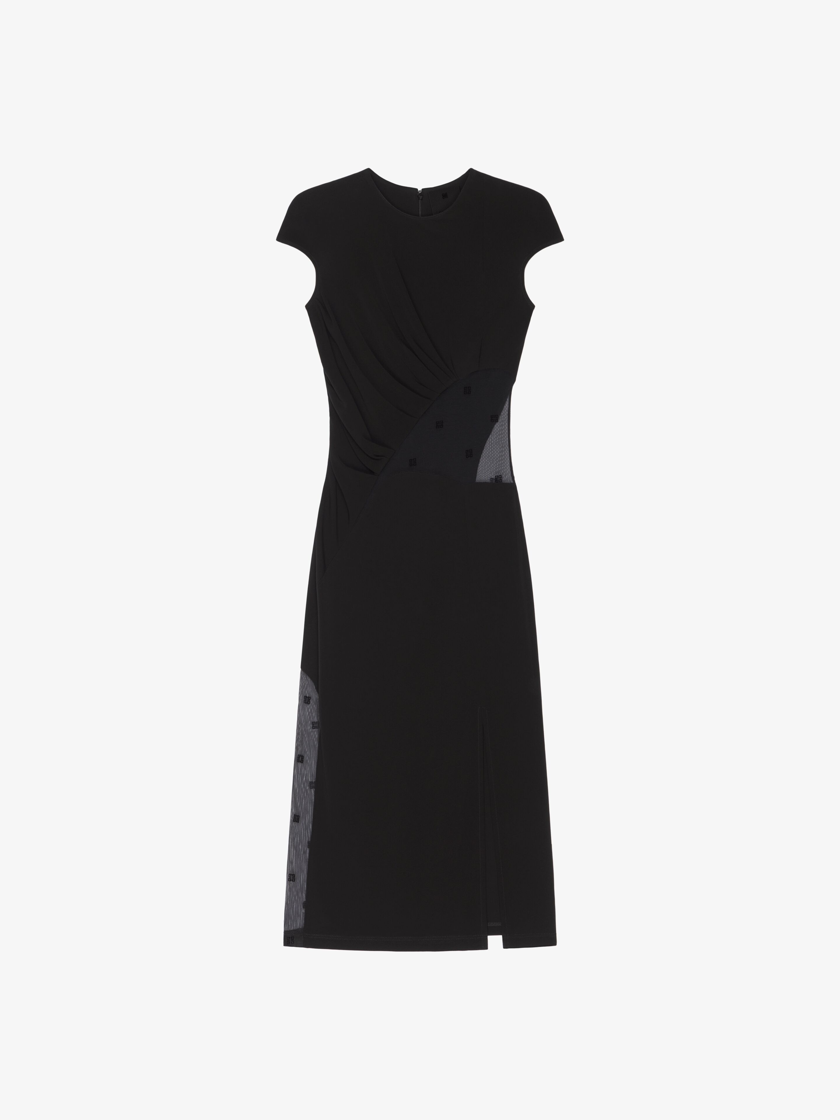 Shop Givenchy Dress In Crepe And 4g Tulle In Black