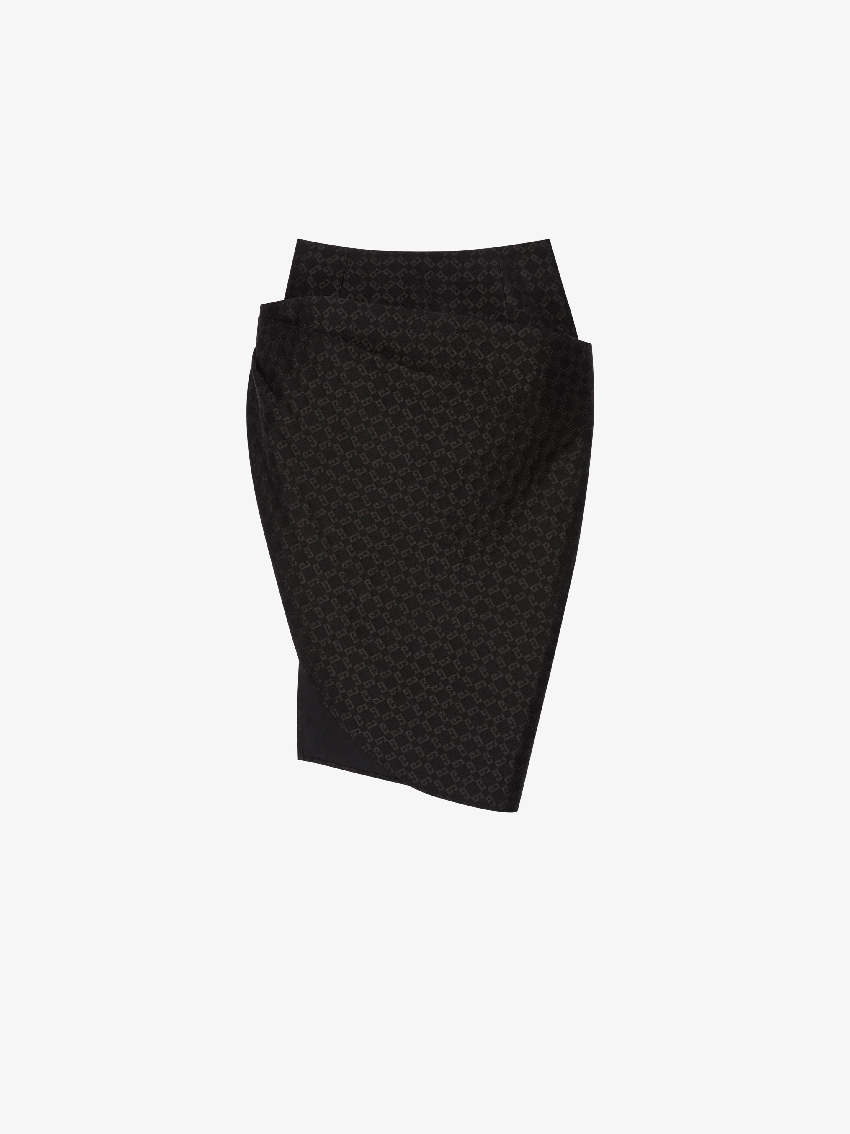 Givenchy - Jupe Drapée Asymétrique En Jacquard Monogramme 72 - Noir - pour Femme - Taille : 34