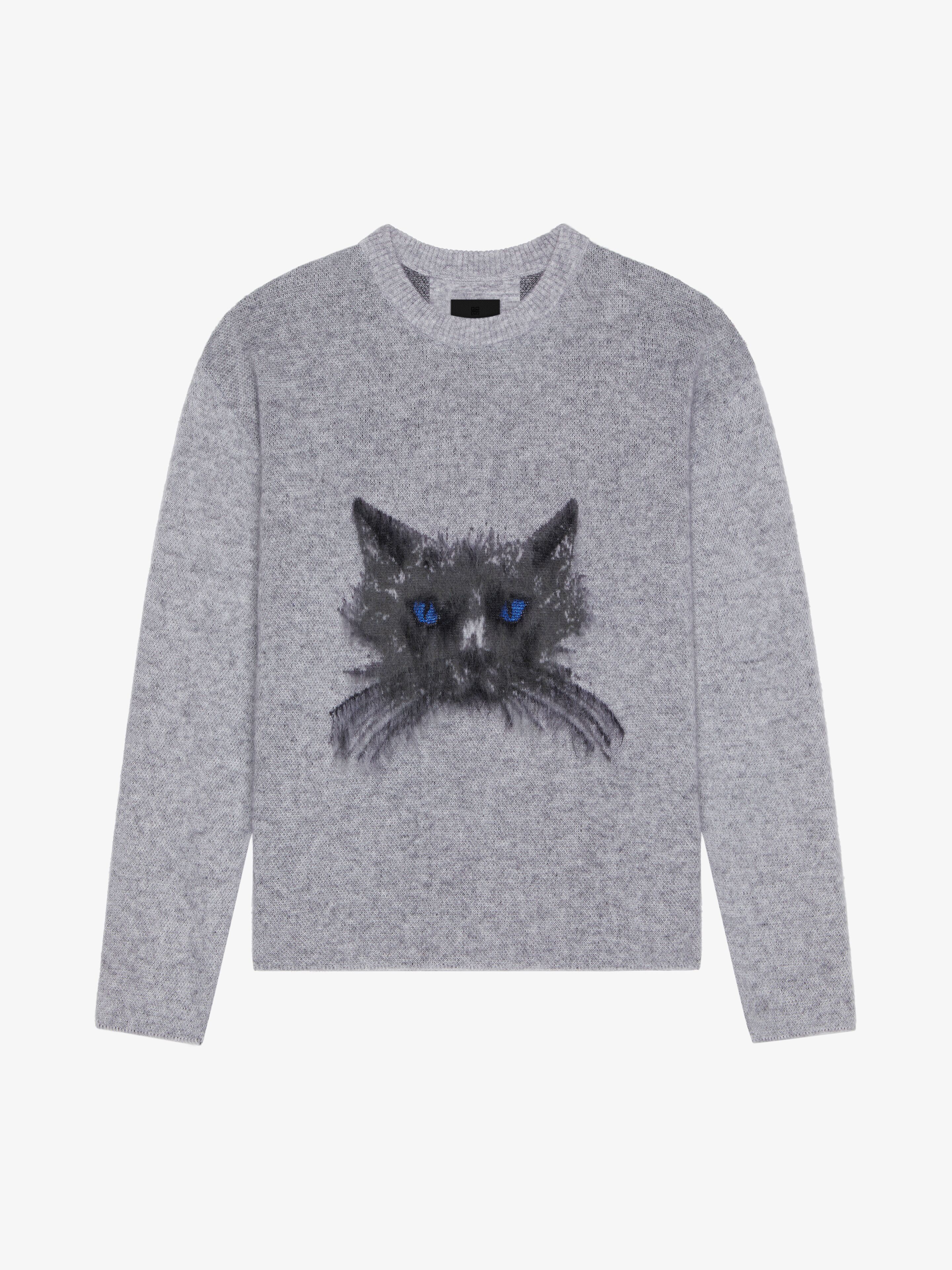 Shop Givenchy Pull En Laine Et Mohair Avec Jacquard Chat In Grey