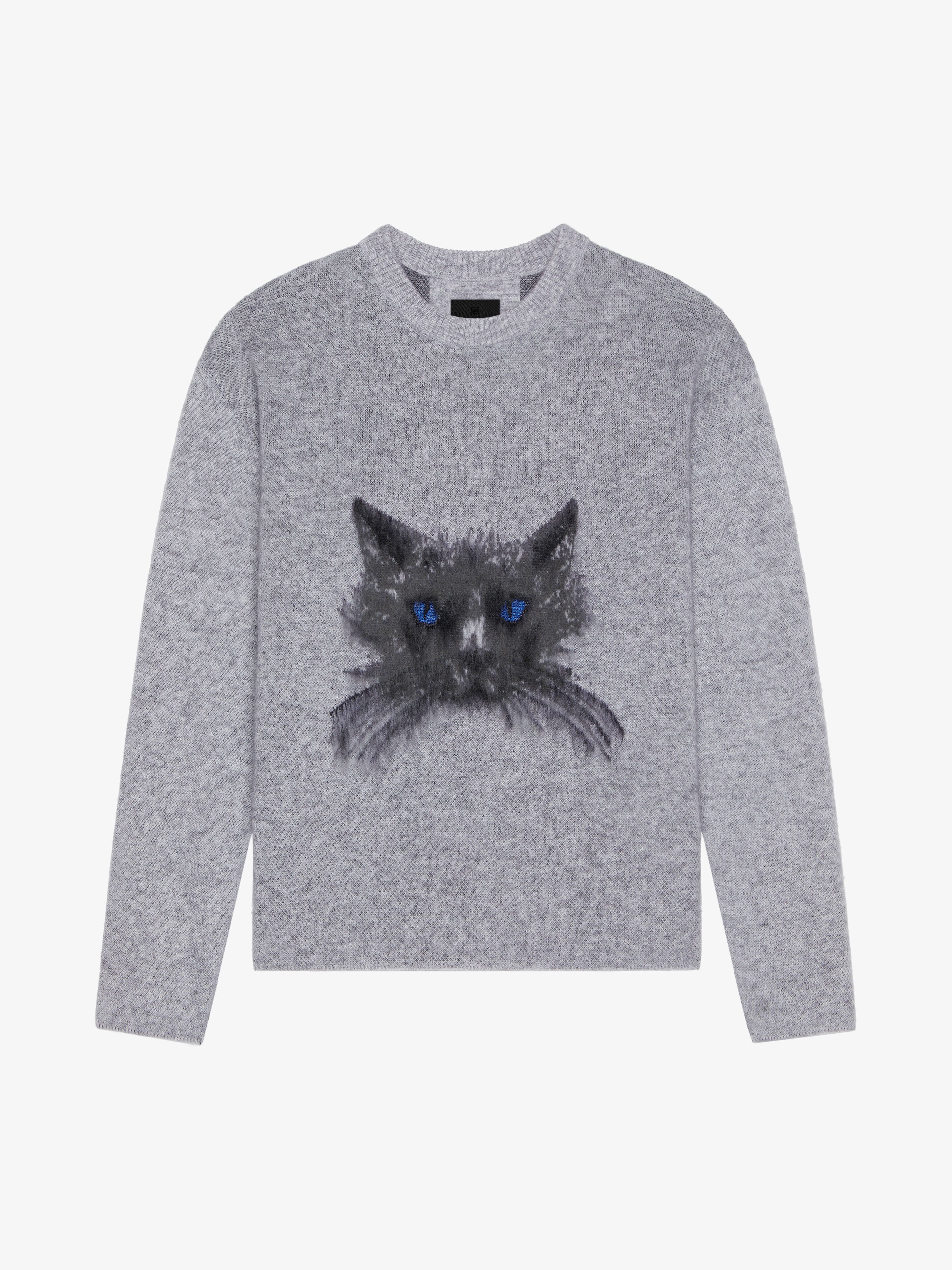 Givenchy - Pull En Laine Et Mohair Avec Jacquard Chat - Gris - pour Homme - Taille : L