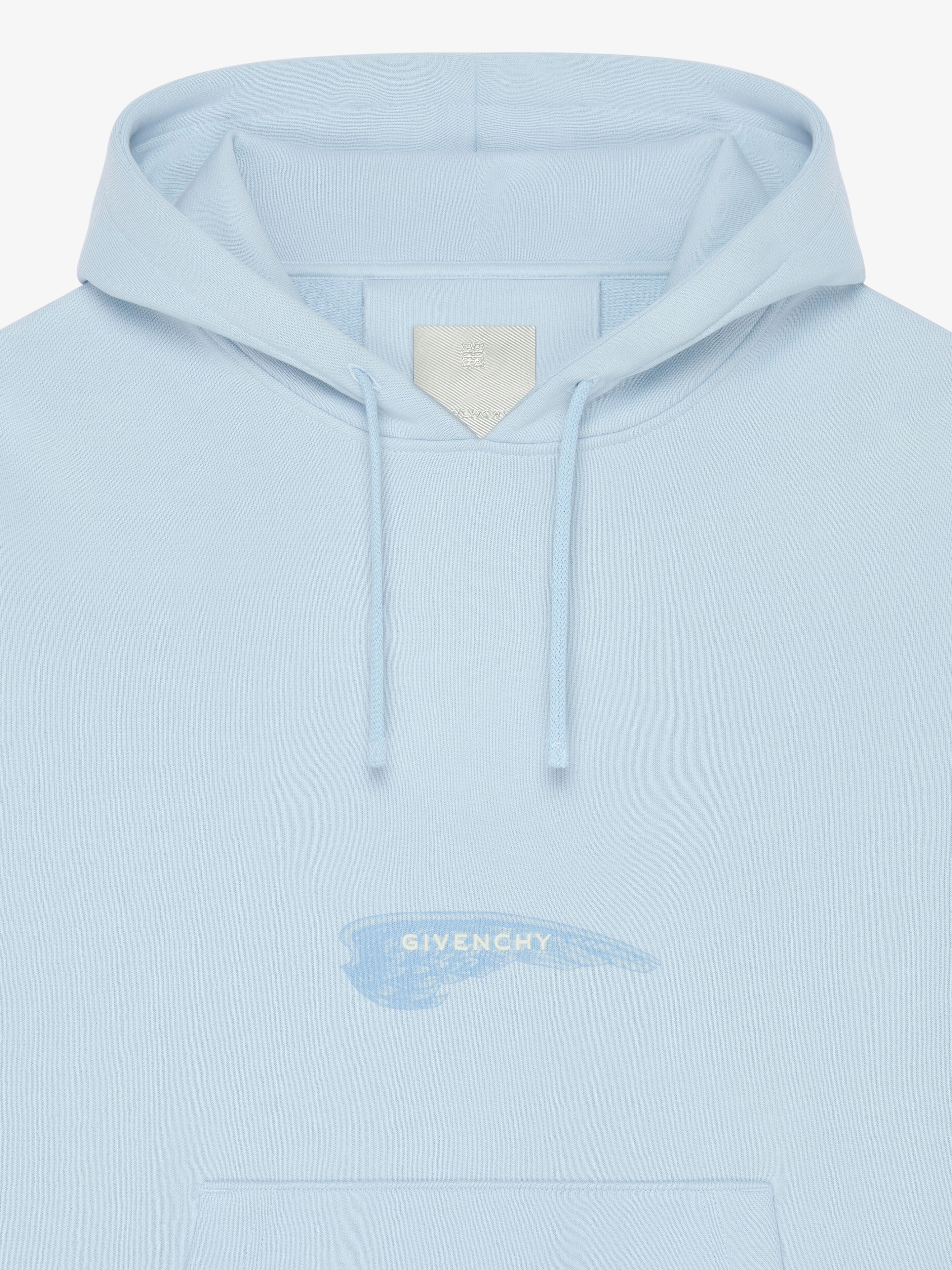 Boxy fit hoodie in fleece GIVENCHY Wings in - sky blue | Givenchy US