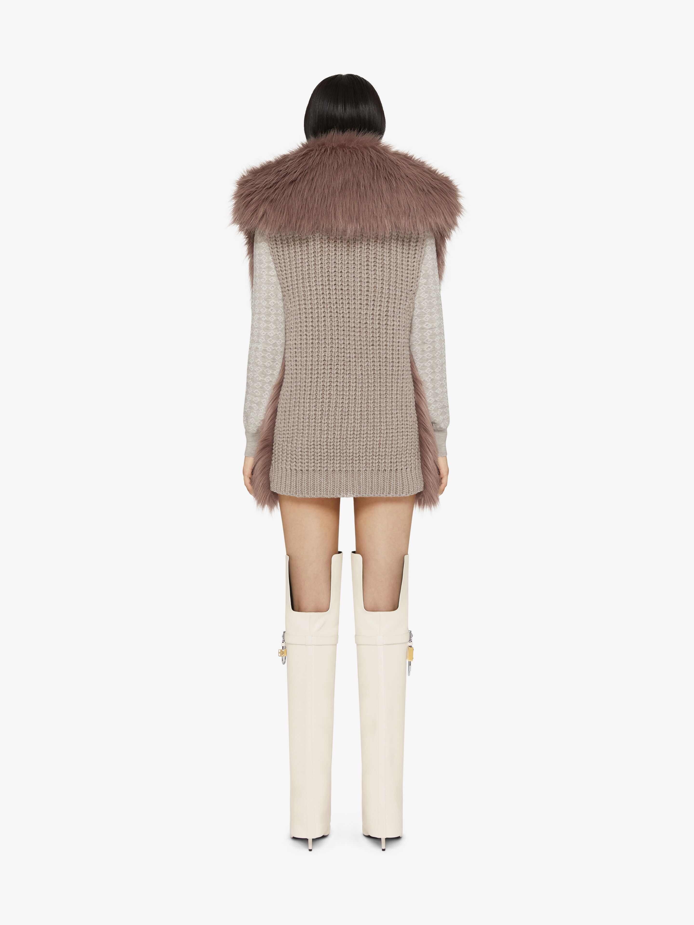 Sleeveless jacket in faux fur and knit | Givenchy CA | Givenchy