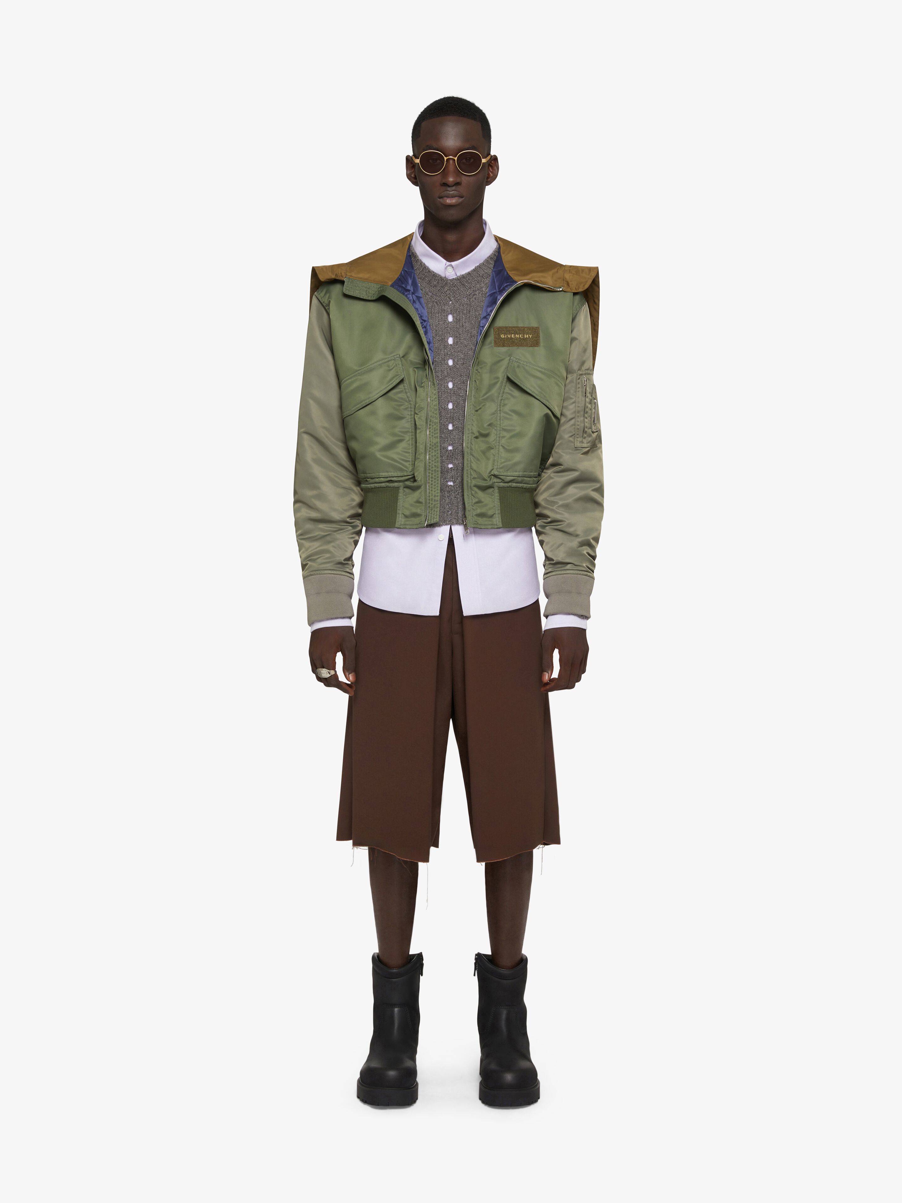 Hooded bomber jacket in - olive green | Givenchy ES