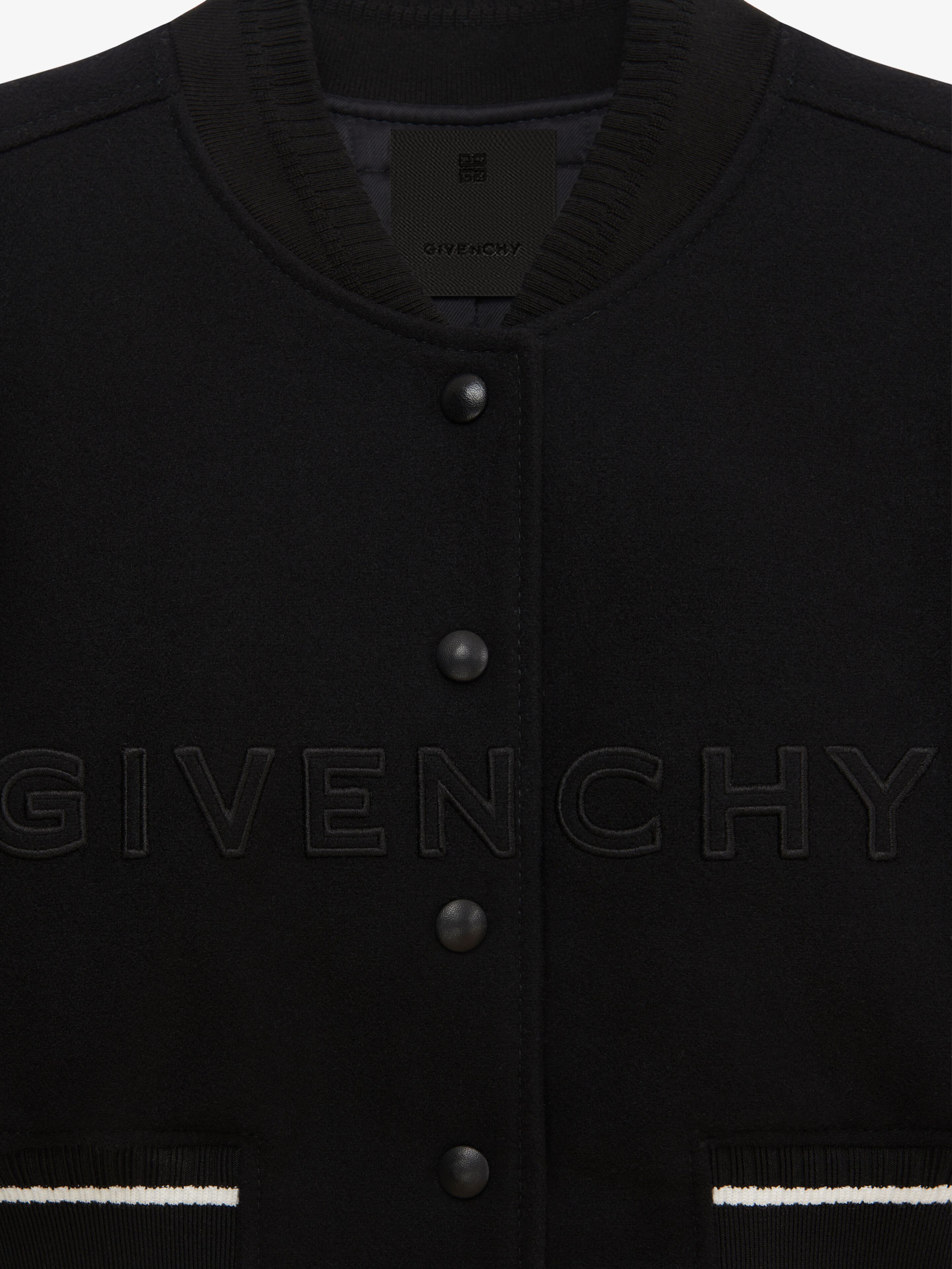 GIVENCHY cropped varsity jacket in wool and leather in