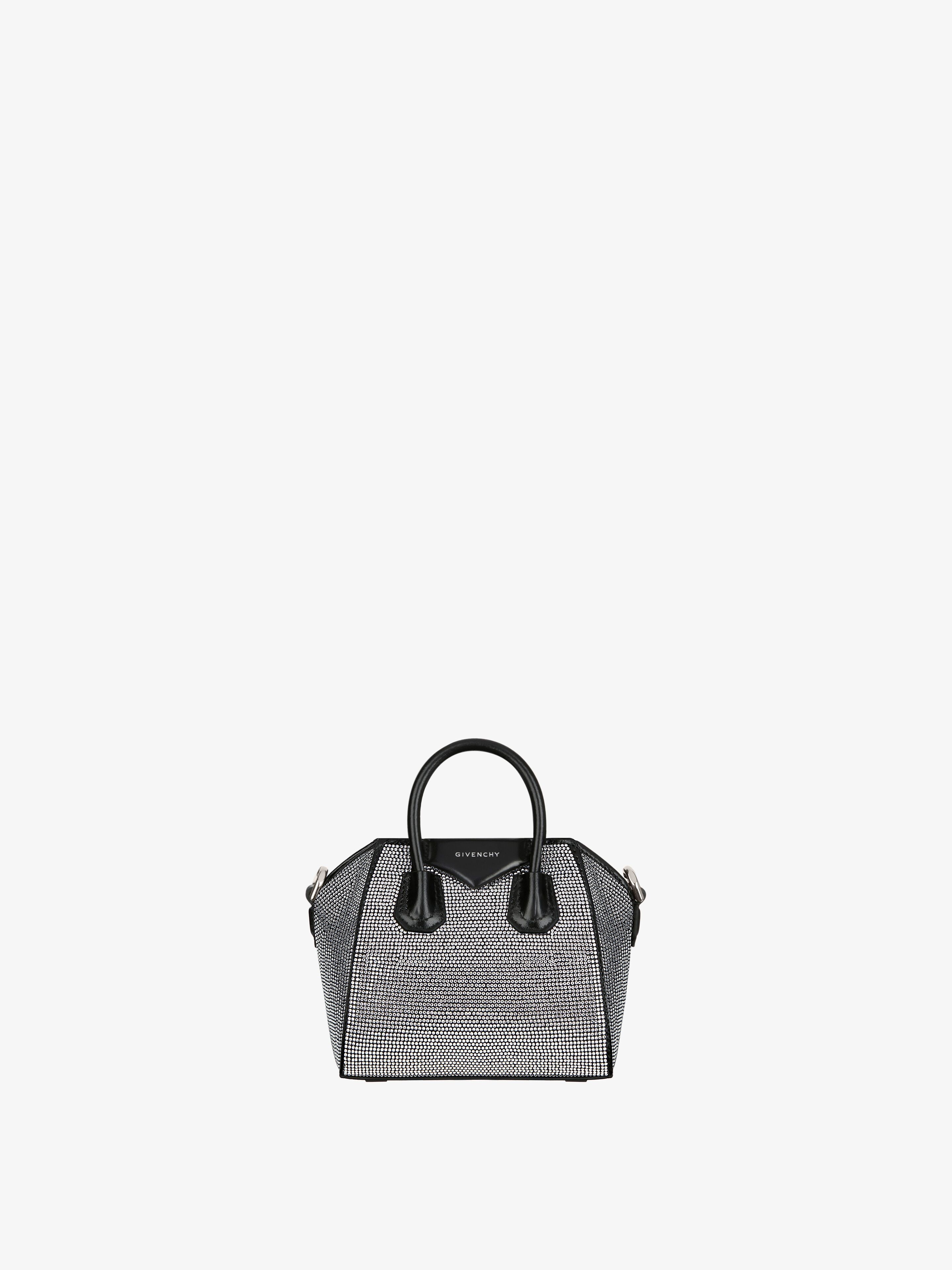Shop Givenchy Micro Antigona Bag In Satin With Strass In Multicolor