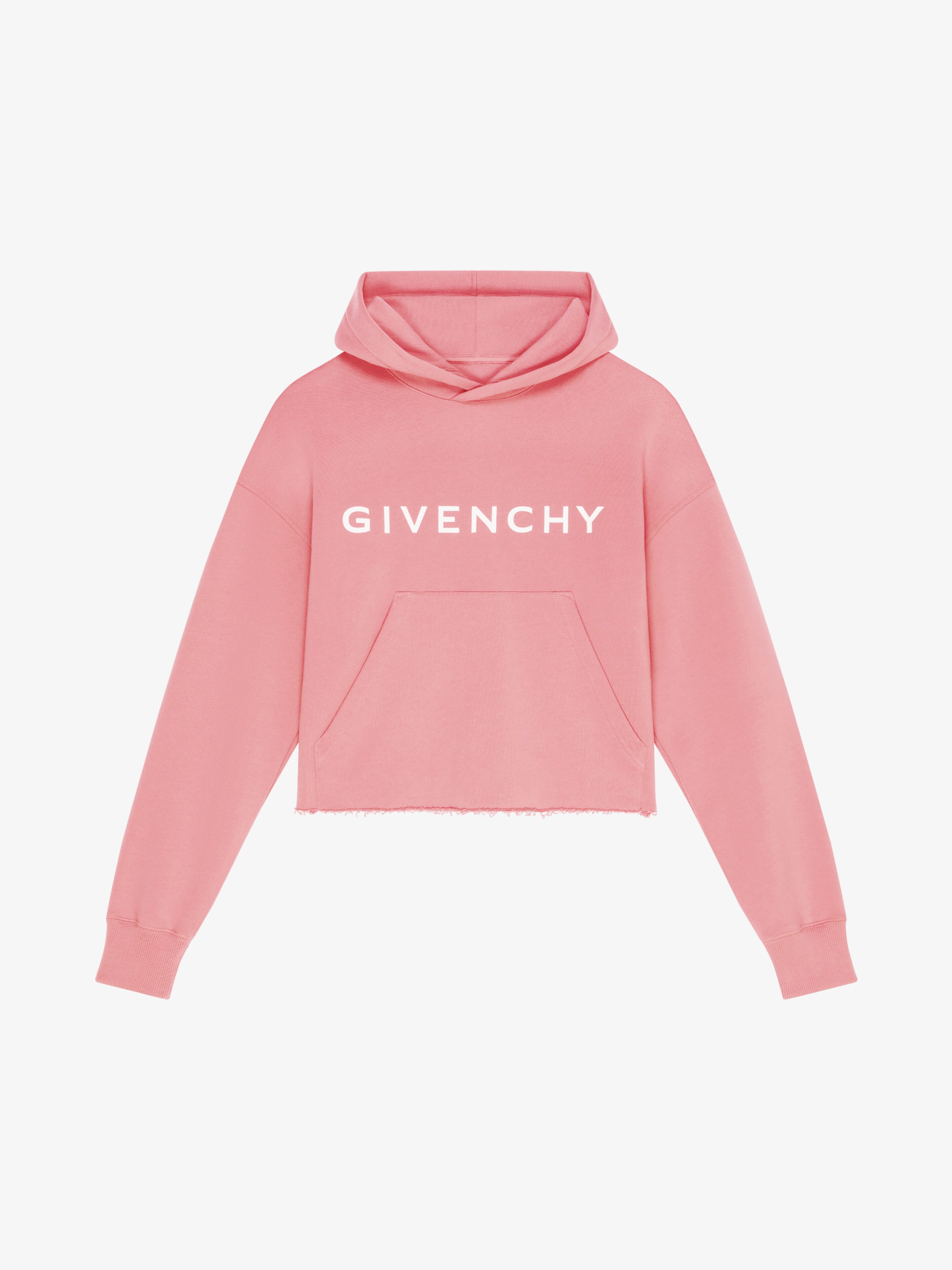 Shop Givenchy Archetype Cropped Hoodie In Fleece In Pink