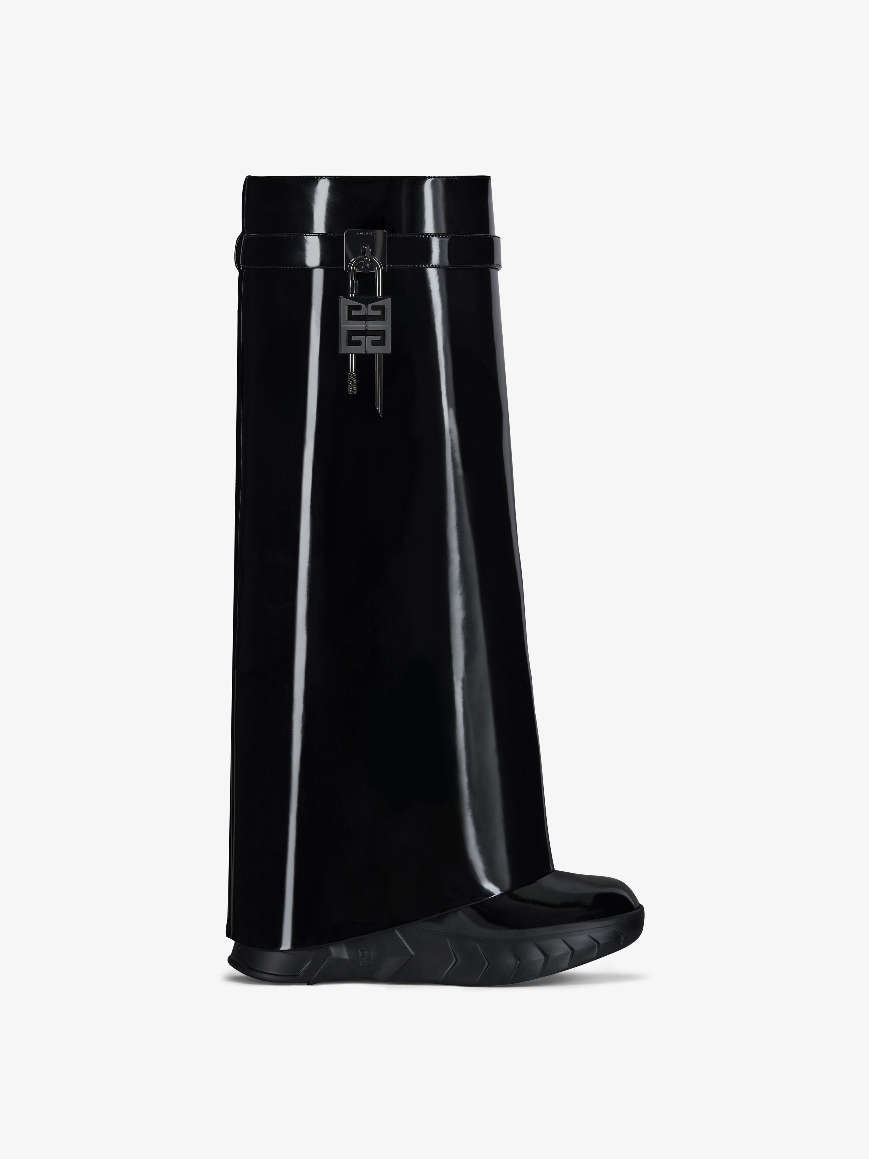 Givenchy Women's Shark Lock Biker Boots In Patent Leather In Black