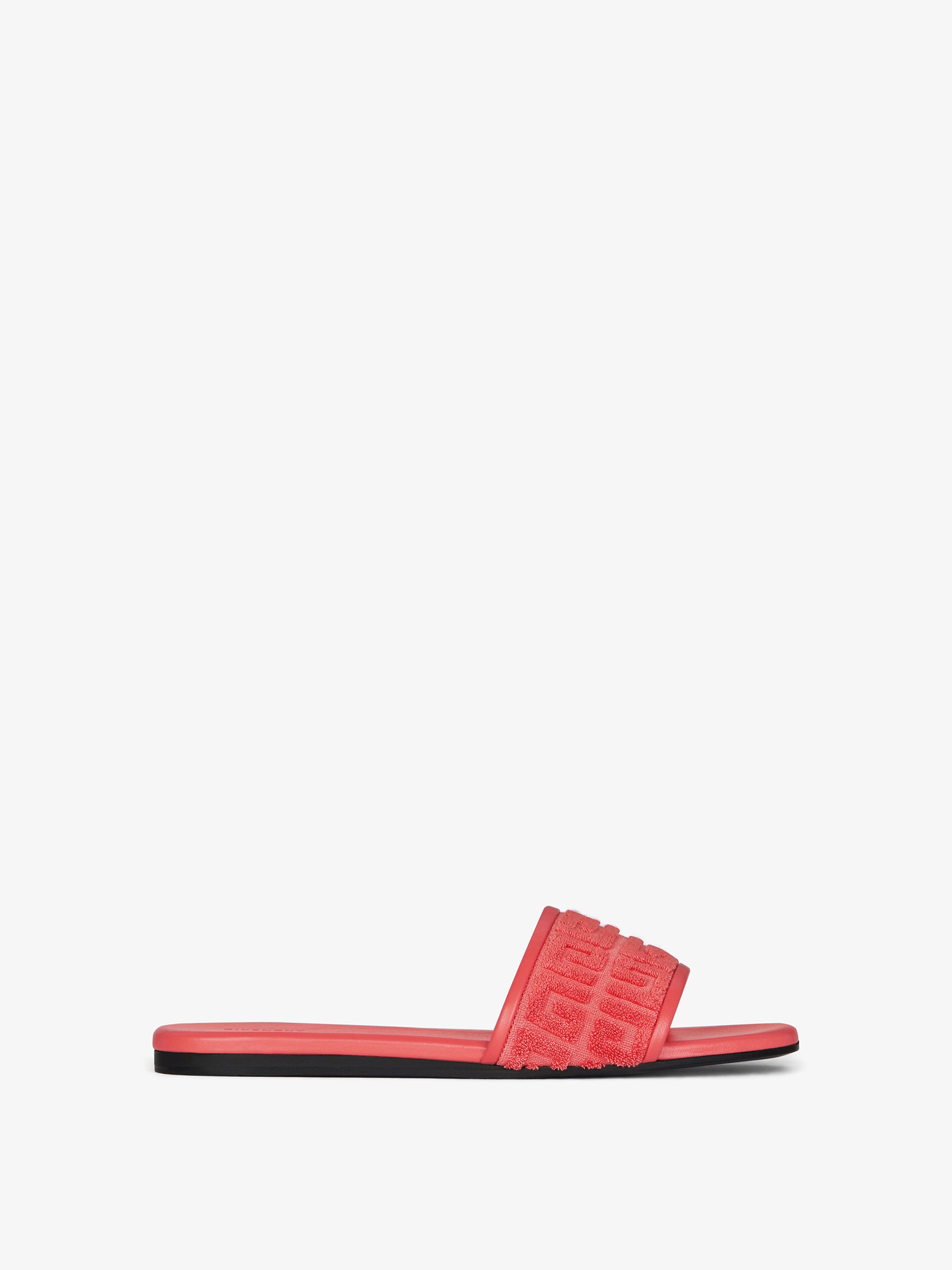 Shop Givenchy 4g Flat Mules In 4g Cotton Towelling In Orange