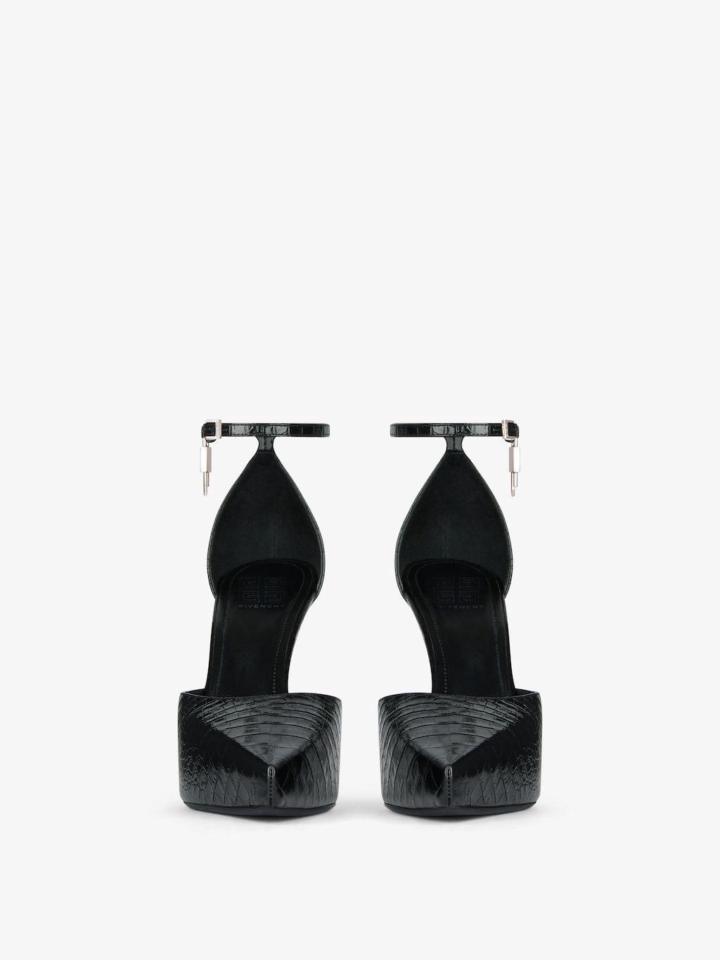 black block heel court shoes with strap