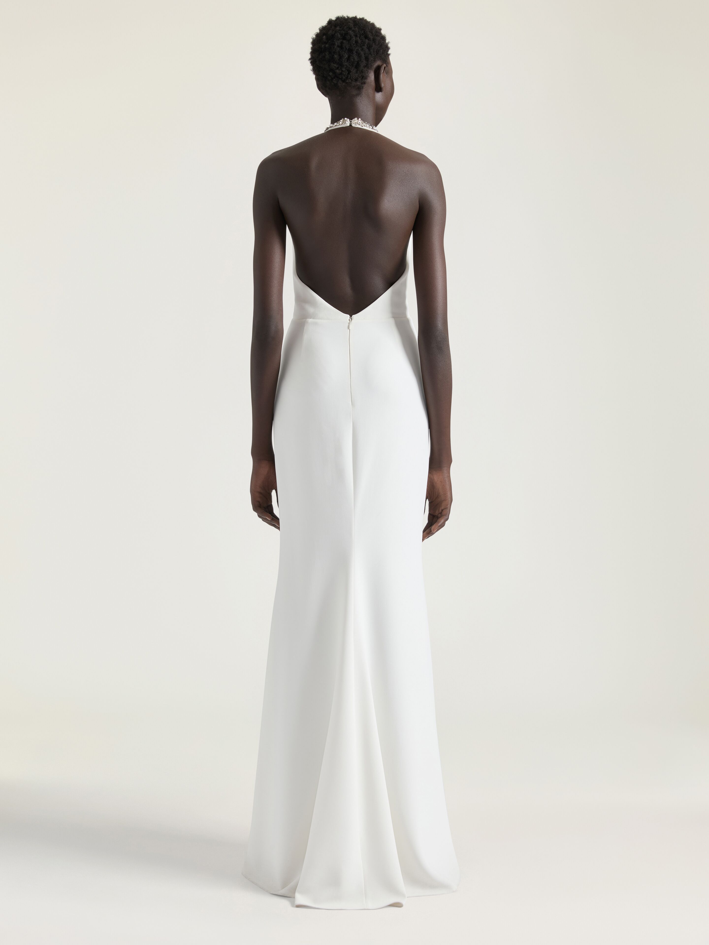 Halter neck evening dress with crystals in - ivory | Givenchy US