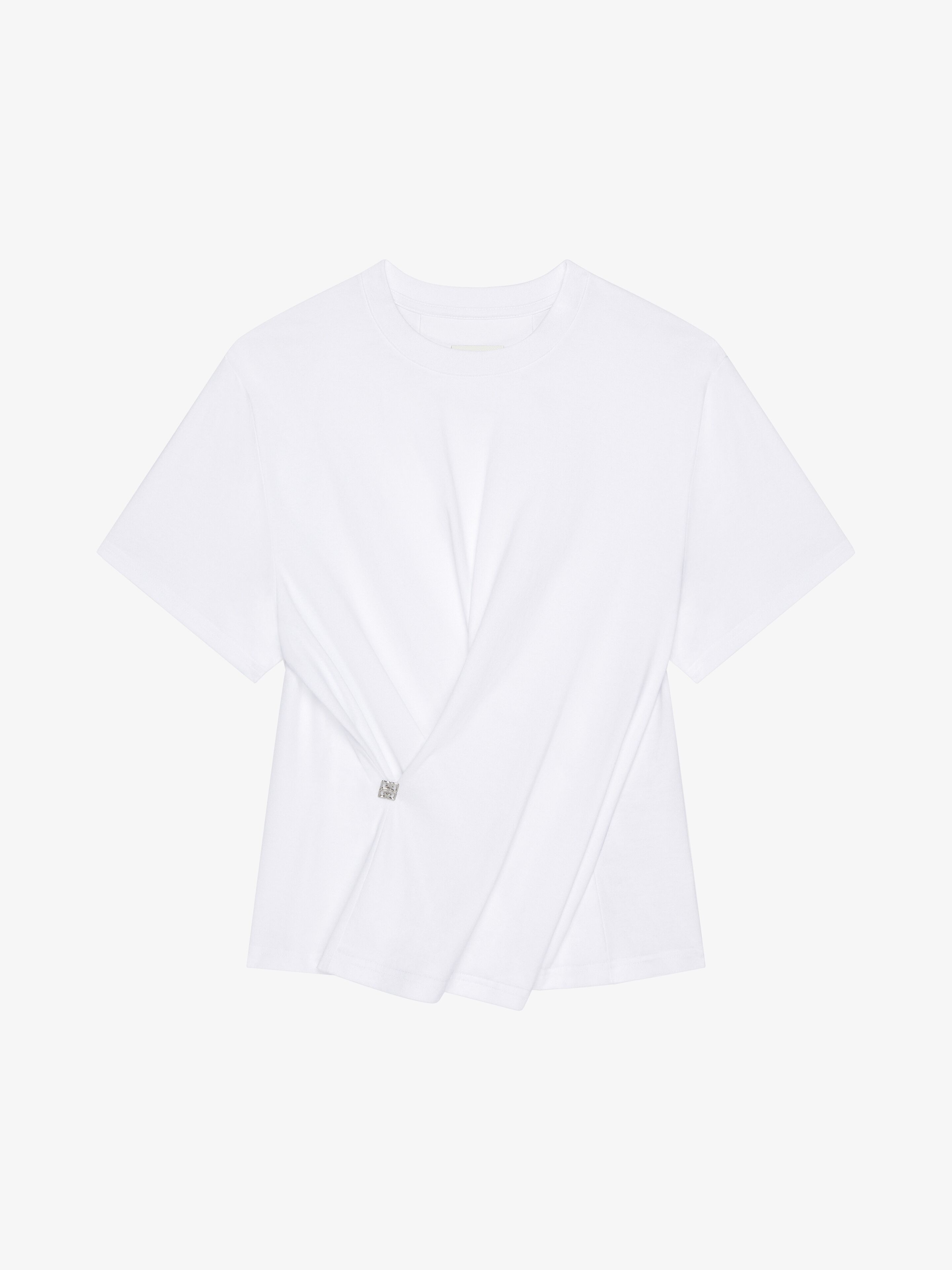 Shop Givenchy Cross-over T-shirt In Cotton With 4g Liquid Detail In White