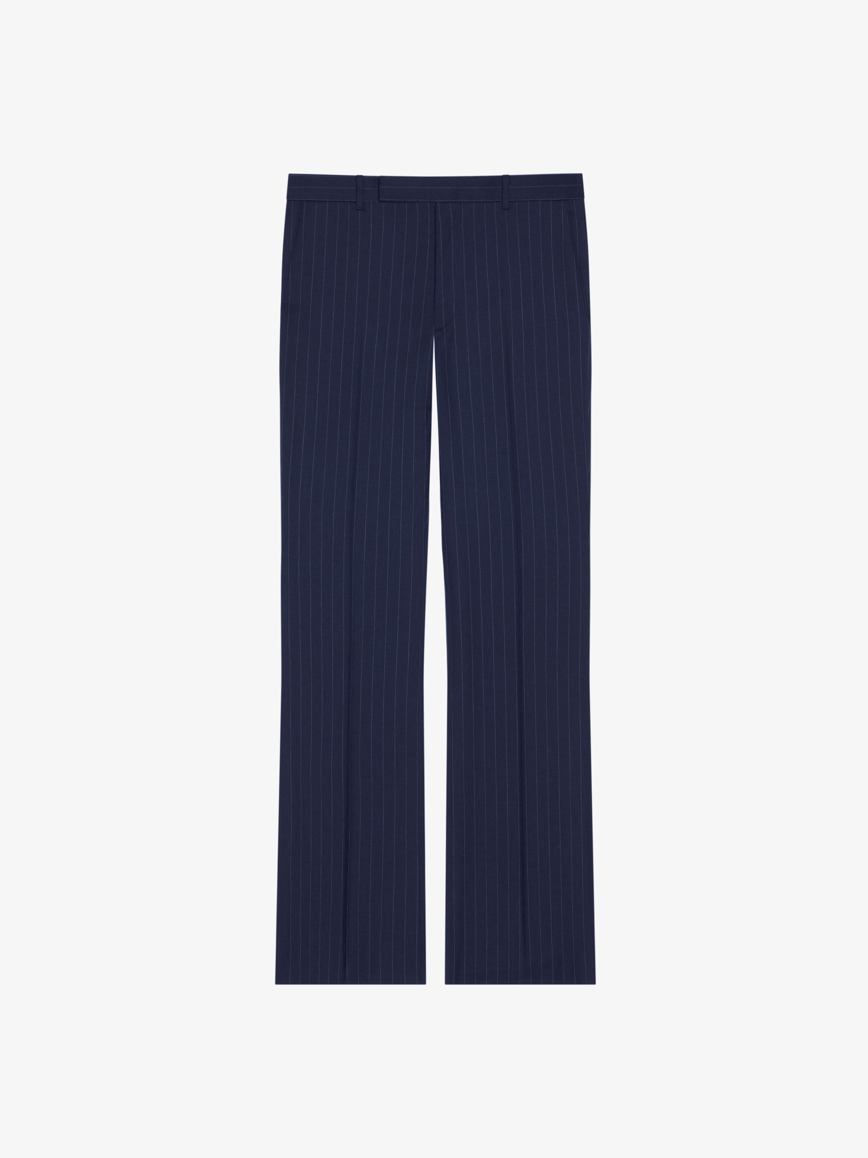 Shop Givenchy Slim Fit Striped Tailored Pants In Wool In Deep Blue