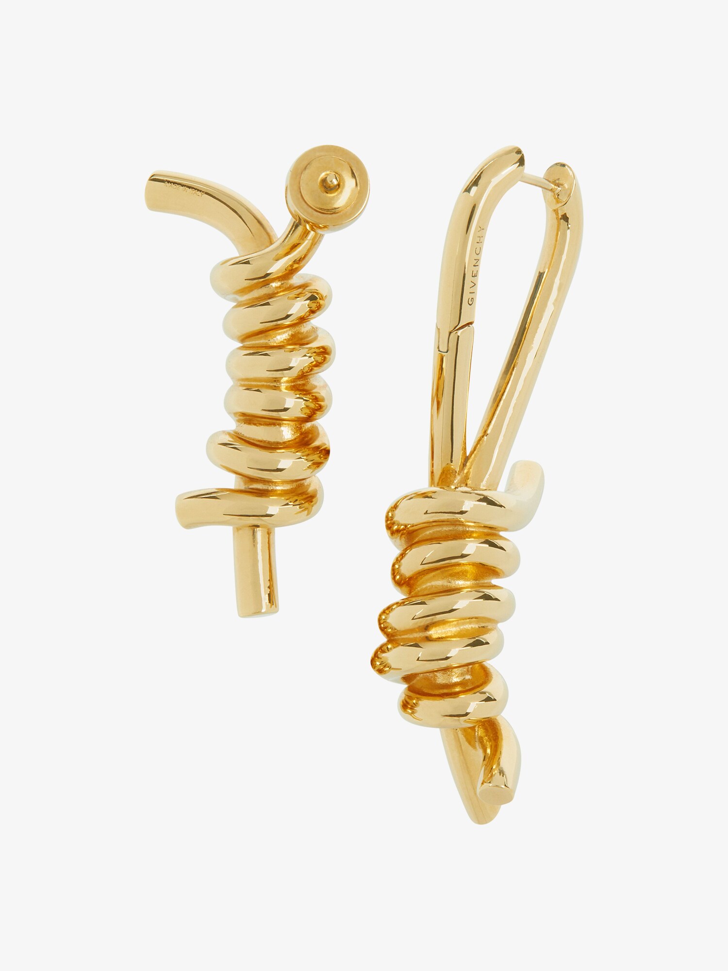 Twisted asymmetrical earring in metal