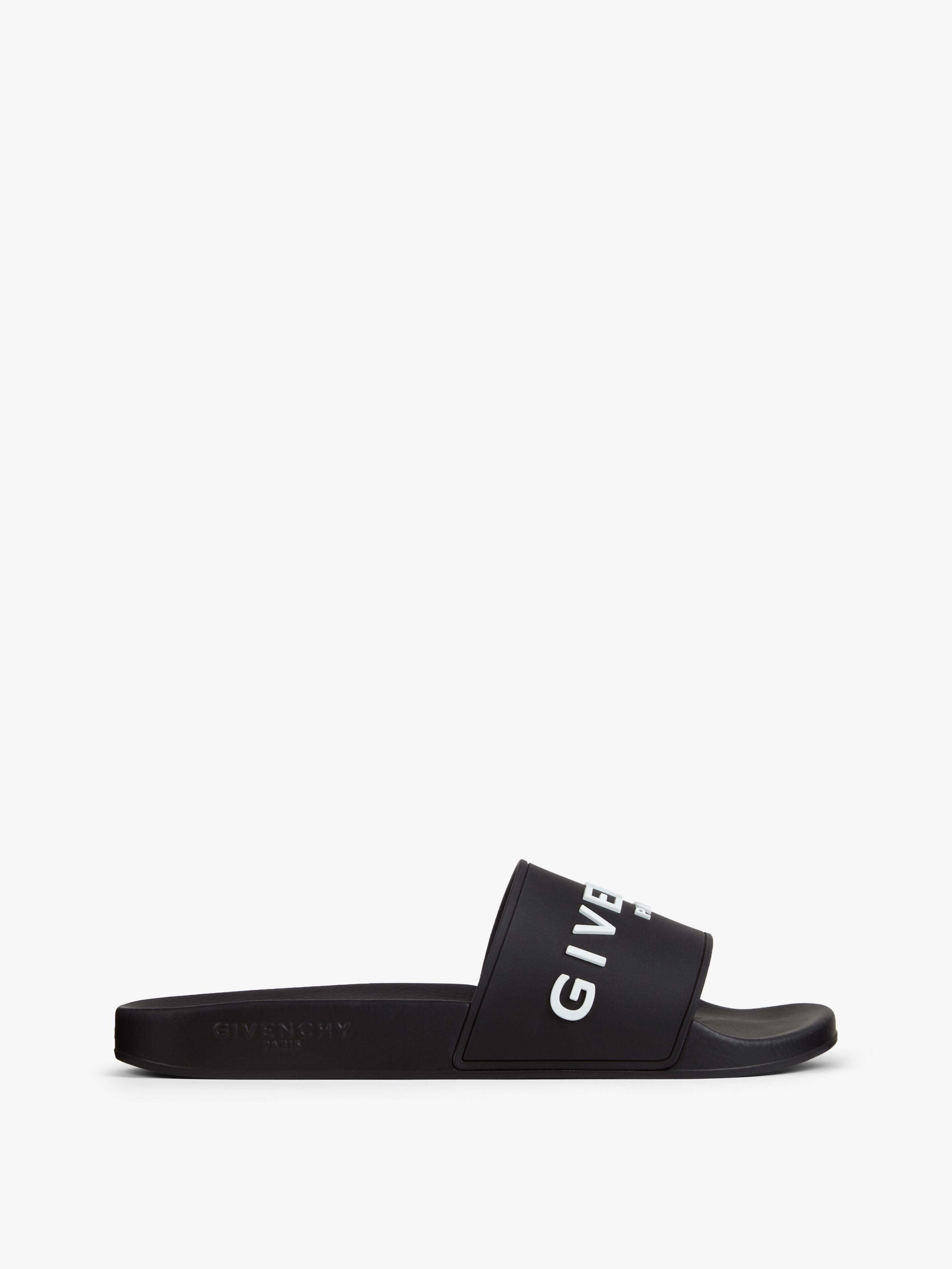 Shop Givenchy Slide Flat Sandals In Rubber In Black