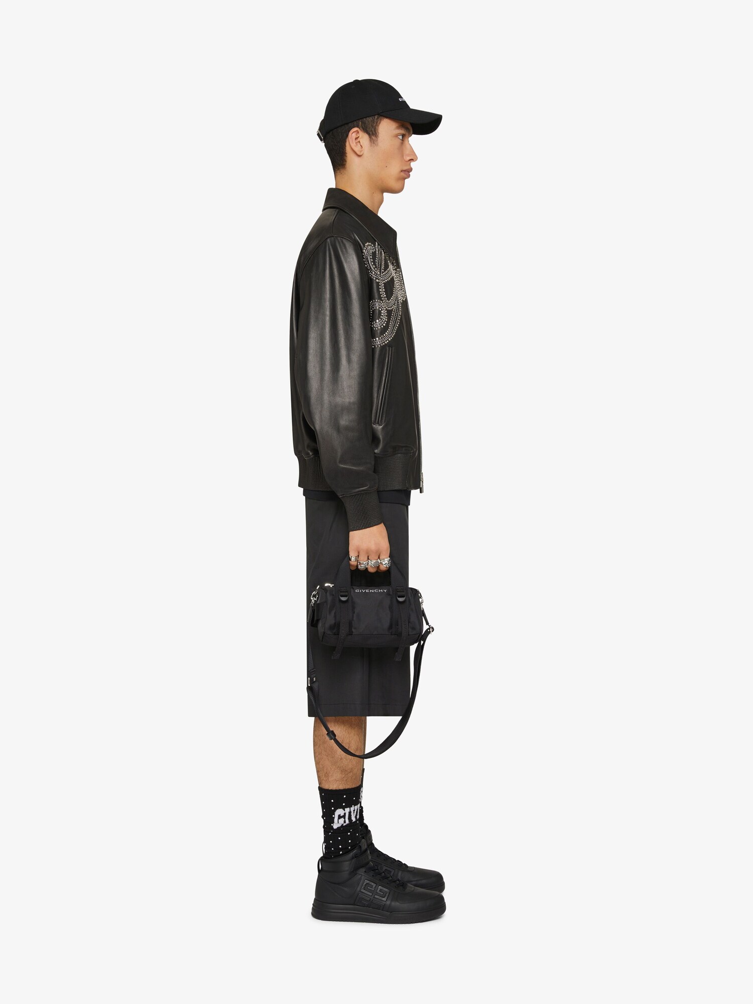 GIVENCHY jacket in leather with studs - black | Givenchy US