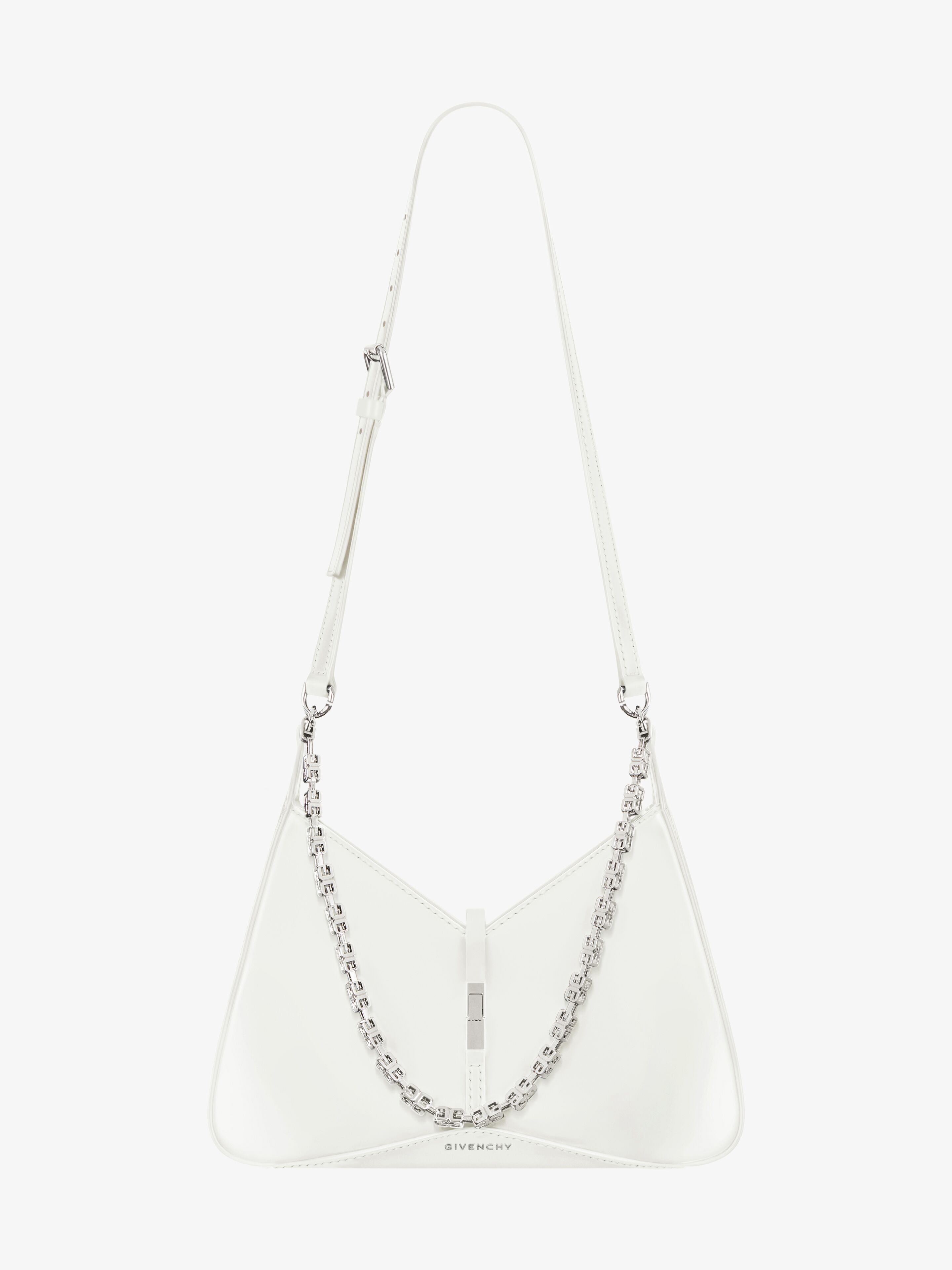 Small Cut Out bag in shiny leather with chain in ivory Givenchy US