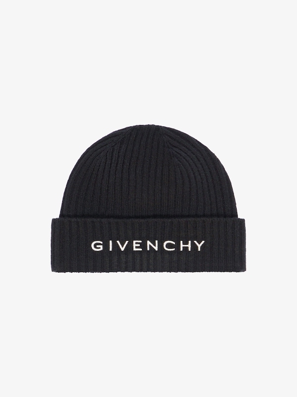 GIVENCHY 4G beanie in wool and cashmere in - black/white | Givenchy US