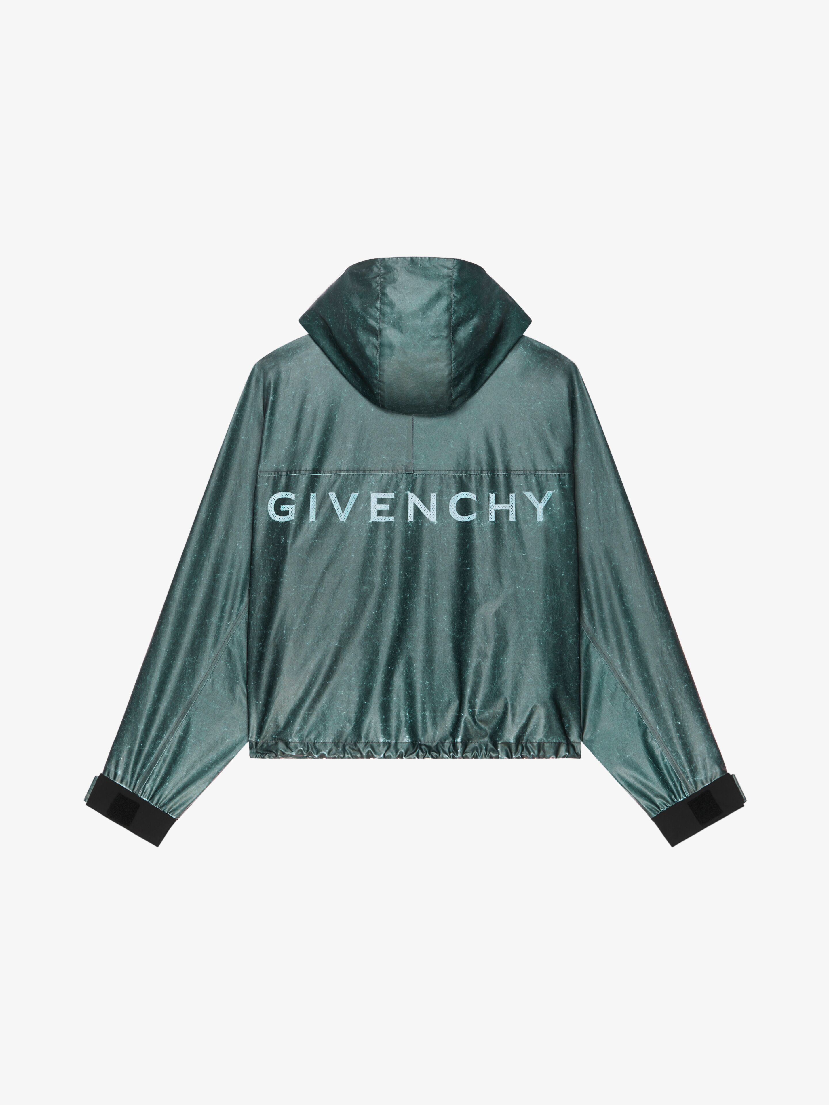 GIVENCHY Removable Faux-Fur Trim Pleated Crop Parka Jacket buy Dark Green Size 42