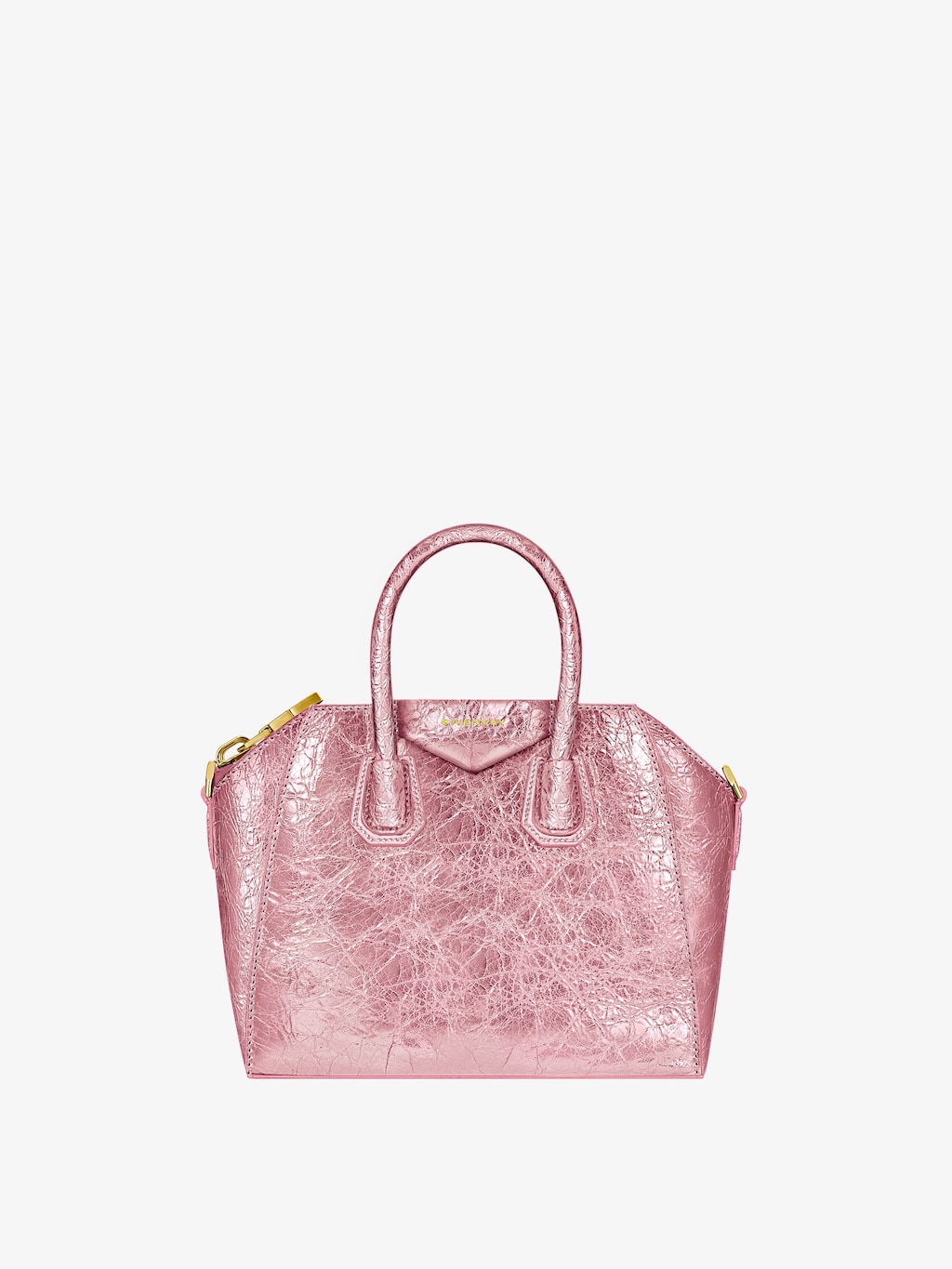 Mini Antigona Bag In Laminated Leather In Silk Pink Givenchy US mini-antigona-bag-in-laminated-leather-in-silk-pink-givenchy-us