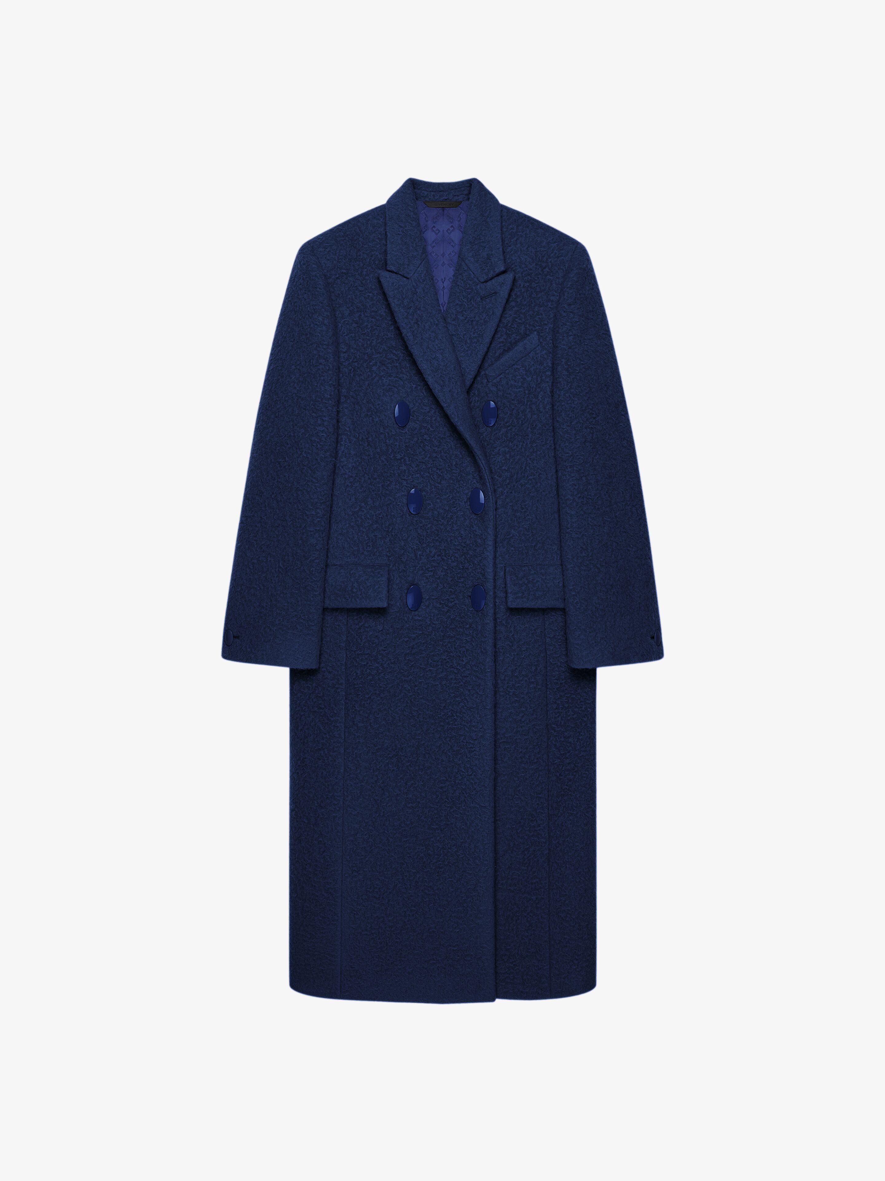 Givenchy - Manteau En Laine Bouclette D'alpaga - Bleu - pour Femme - Taille : 38