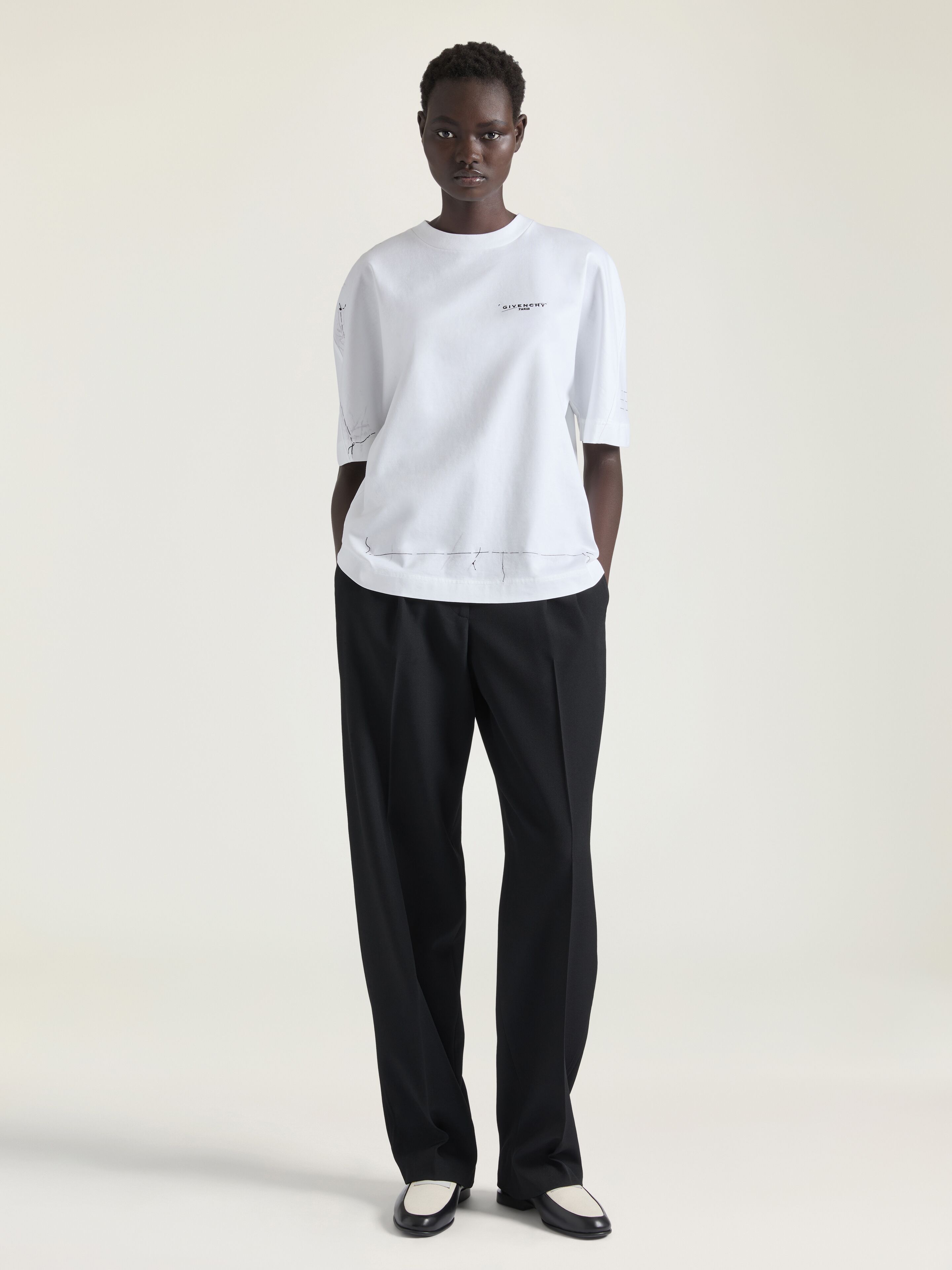 Boxy fit t-shirt in cotton with Trompe l'Œil pattern in