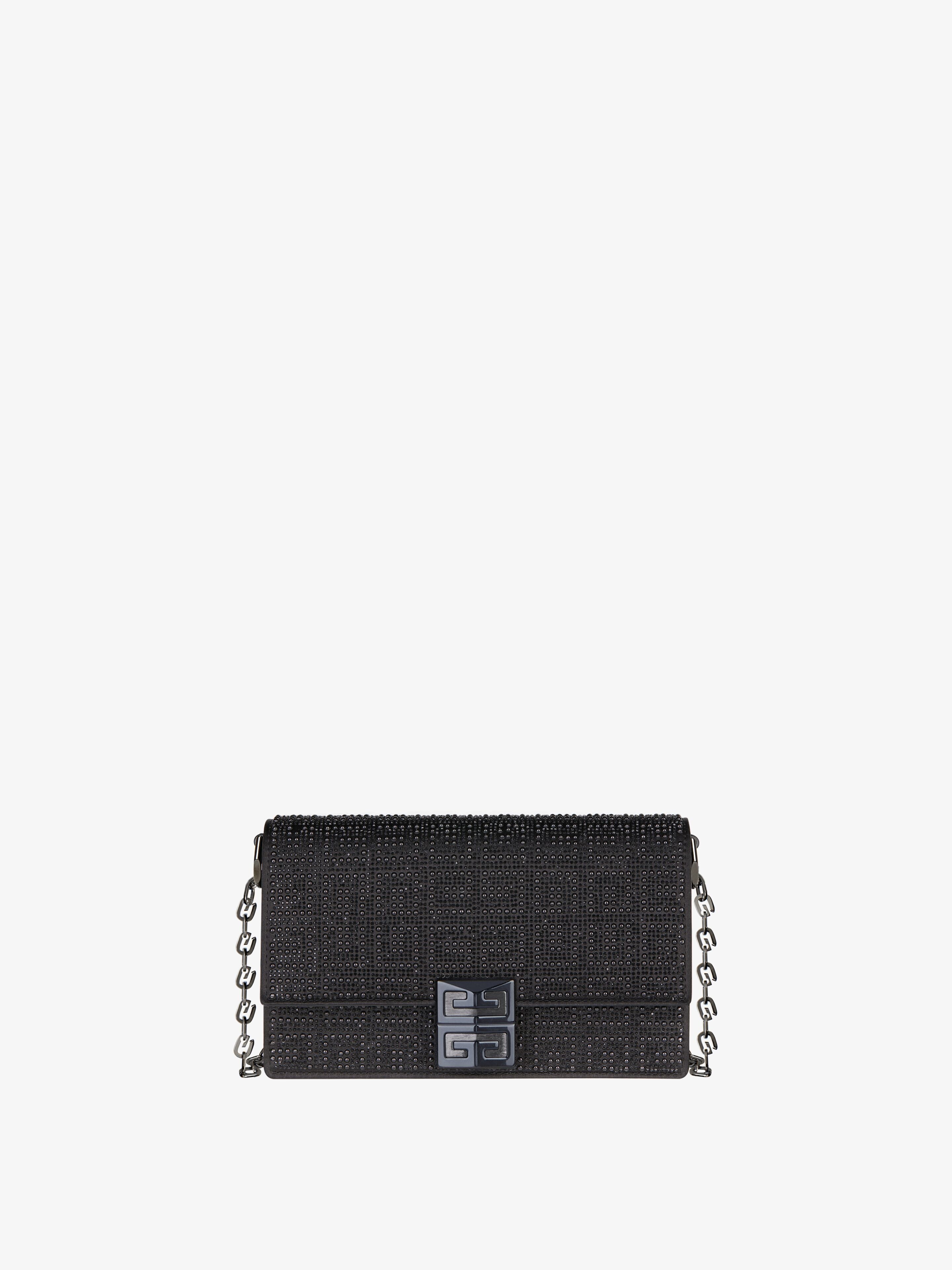 Shop Givenchy Small 4g Bag In Satin With 4g Studs, Strass And Chain In Multicolor