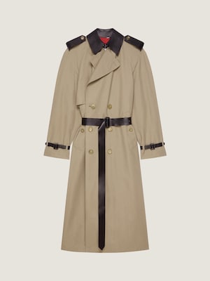 Trench en coton avec détails en cuir