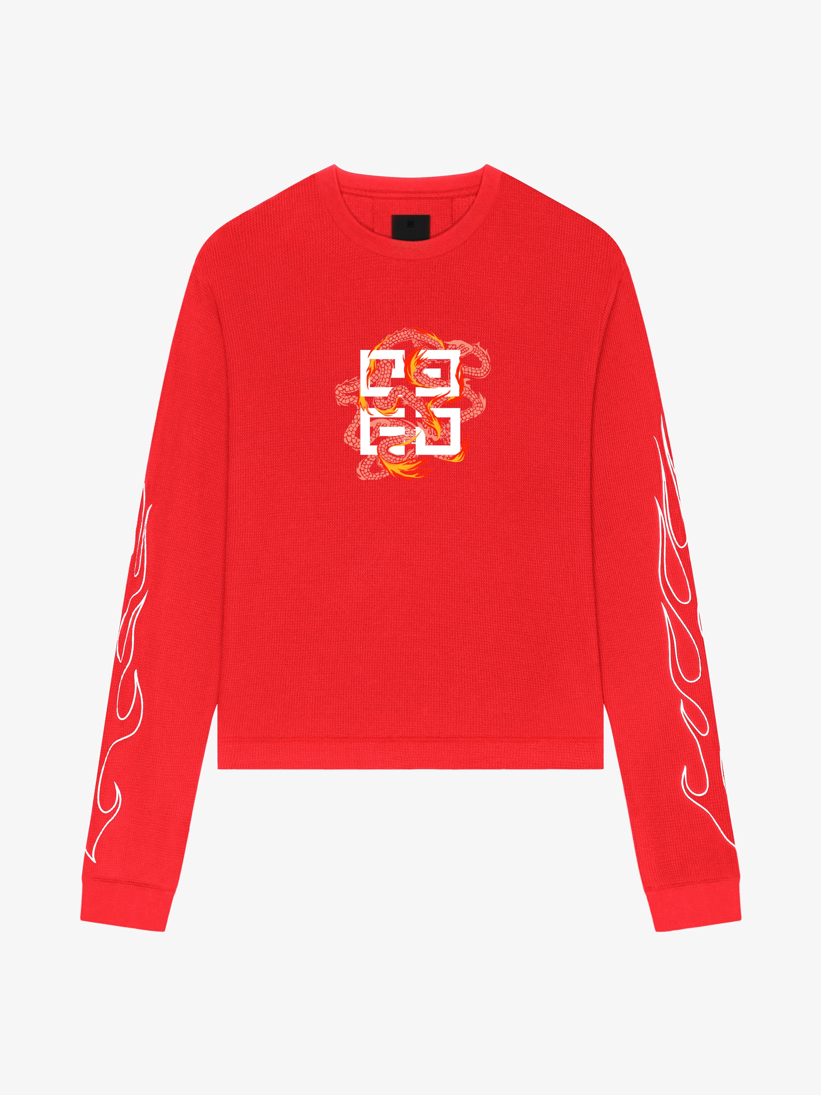 Shop Givenchy Boxy Fit T-shirt In Cotton With 4g Dragon Print In Red