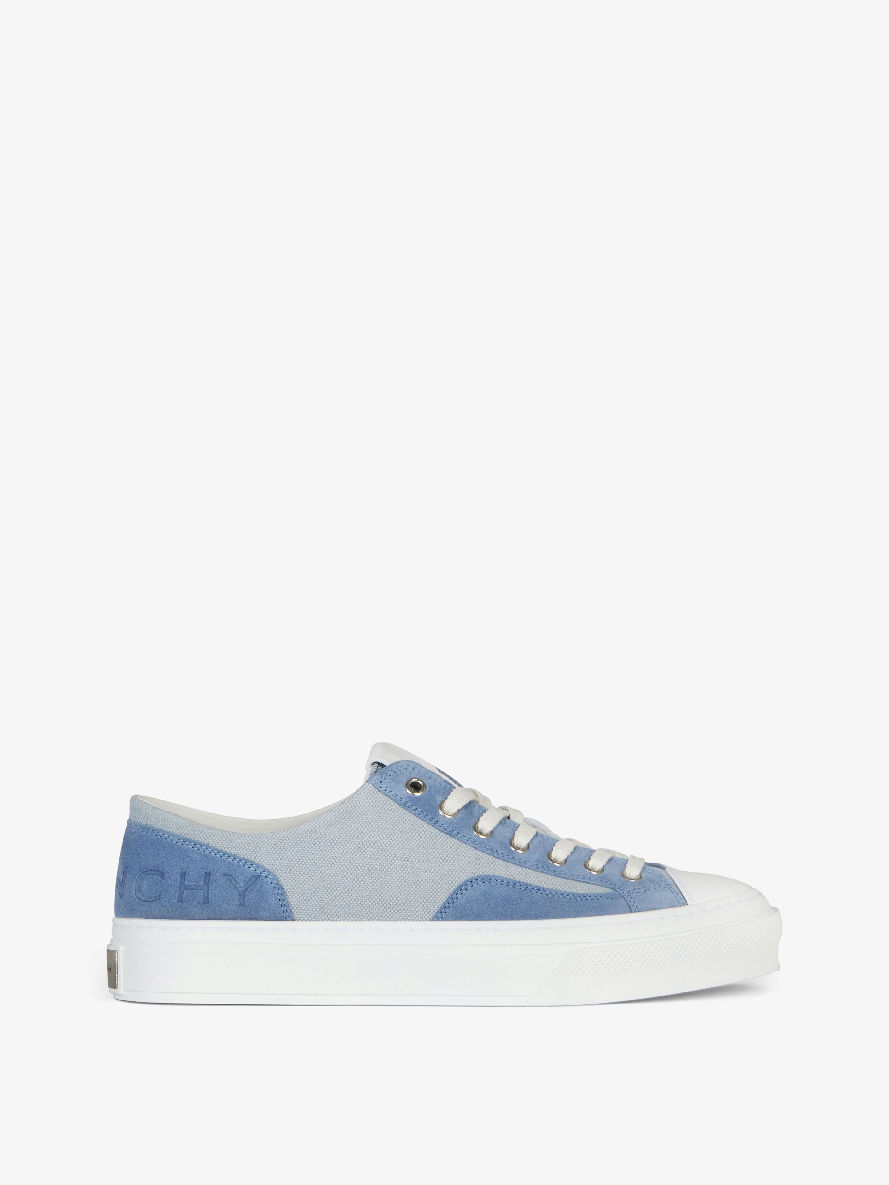 Shop Givenchy City Sneakers In Canvas And Suede In Sky Blue
