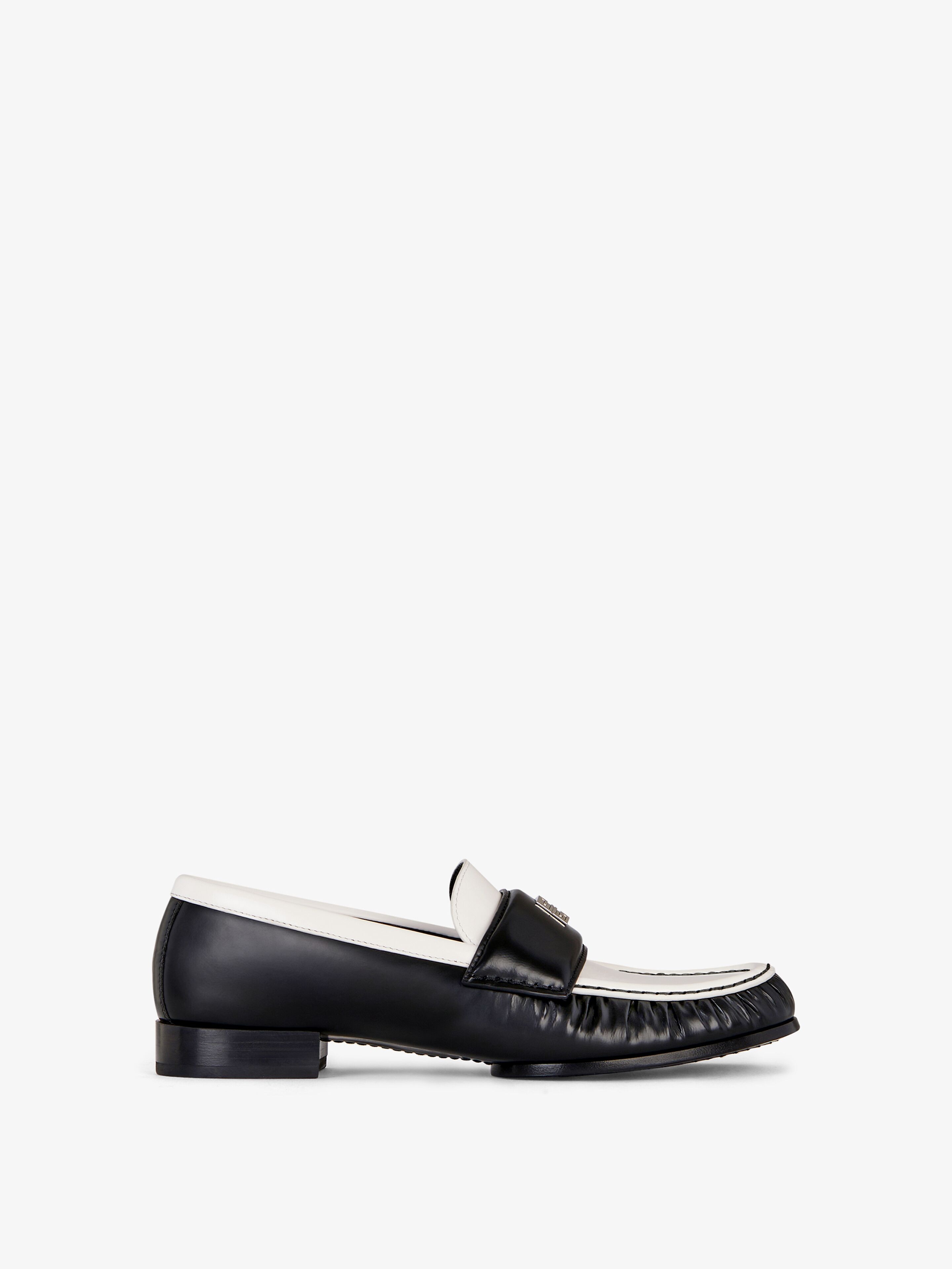 Shop Givenchy 4g Loafers In Leather In Black/white