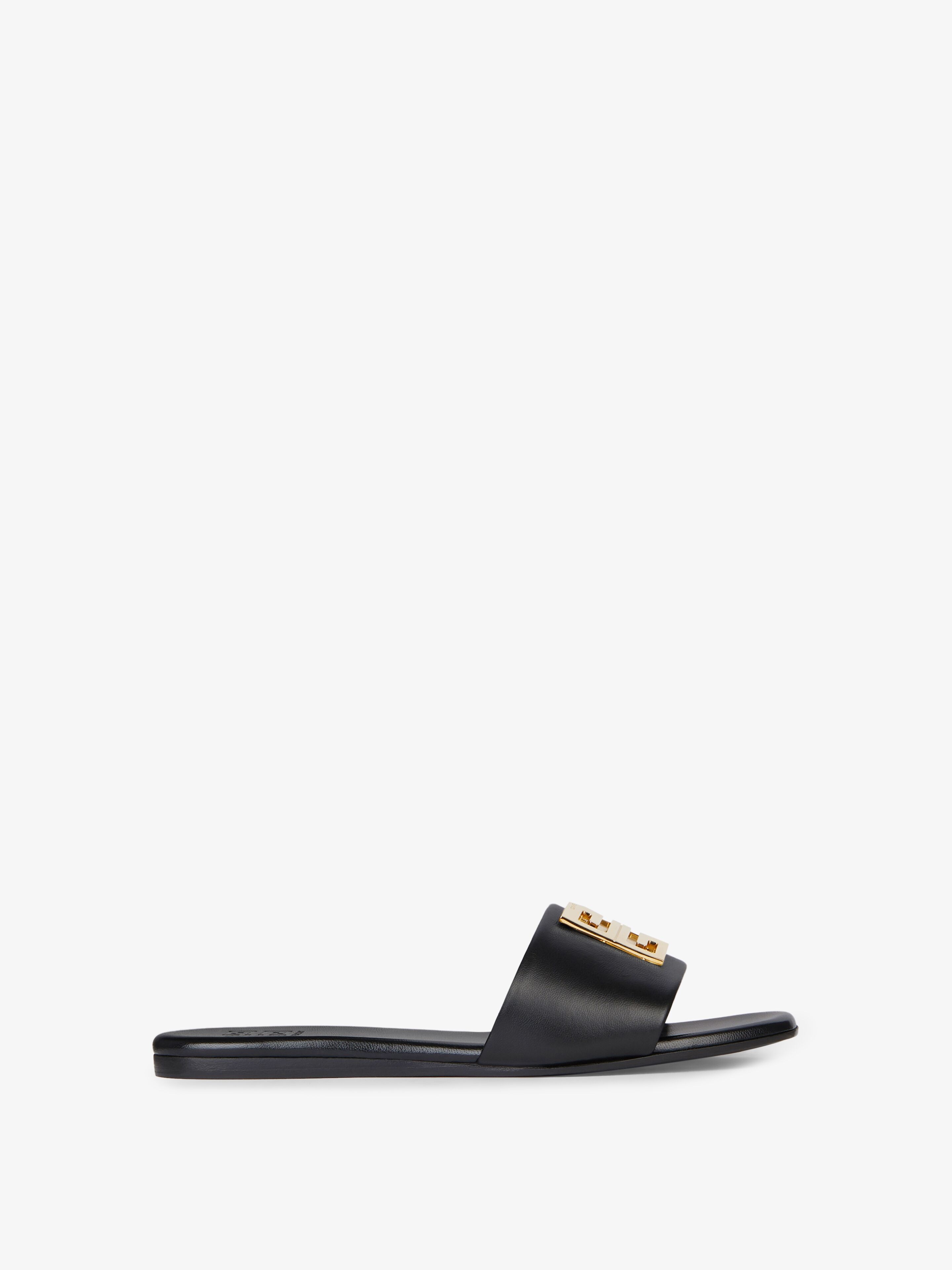 Shop Givenchy 4g Flat Mules In Leather In Black