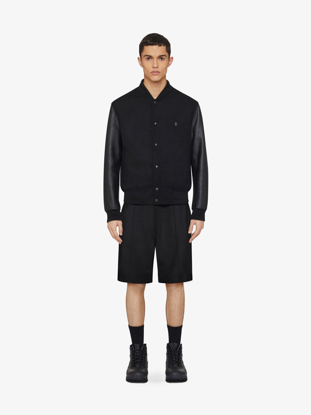 Varsity Jacket In Wool And Leather With 4G Detail Givenchy CA Givenchy varsity-jacket-in-wool-and-leather-with-4g-detail-givenchy-ca-givenchy