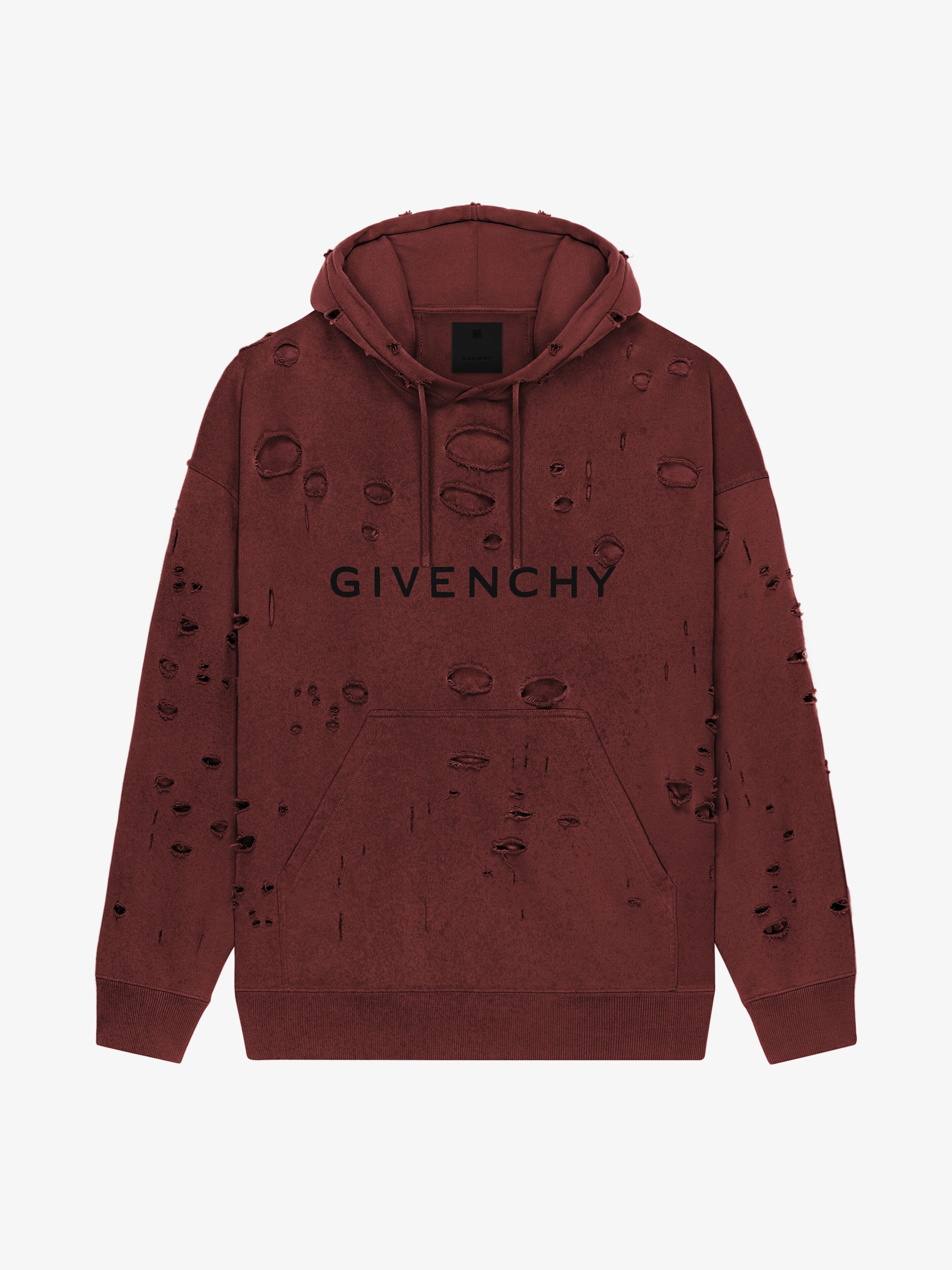 Shop GIVENCHY Givenchy hoodie in felpa with destroyed effect (BMJ0KF3Y8Y)  by ROHA