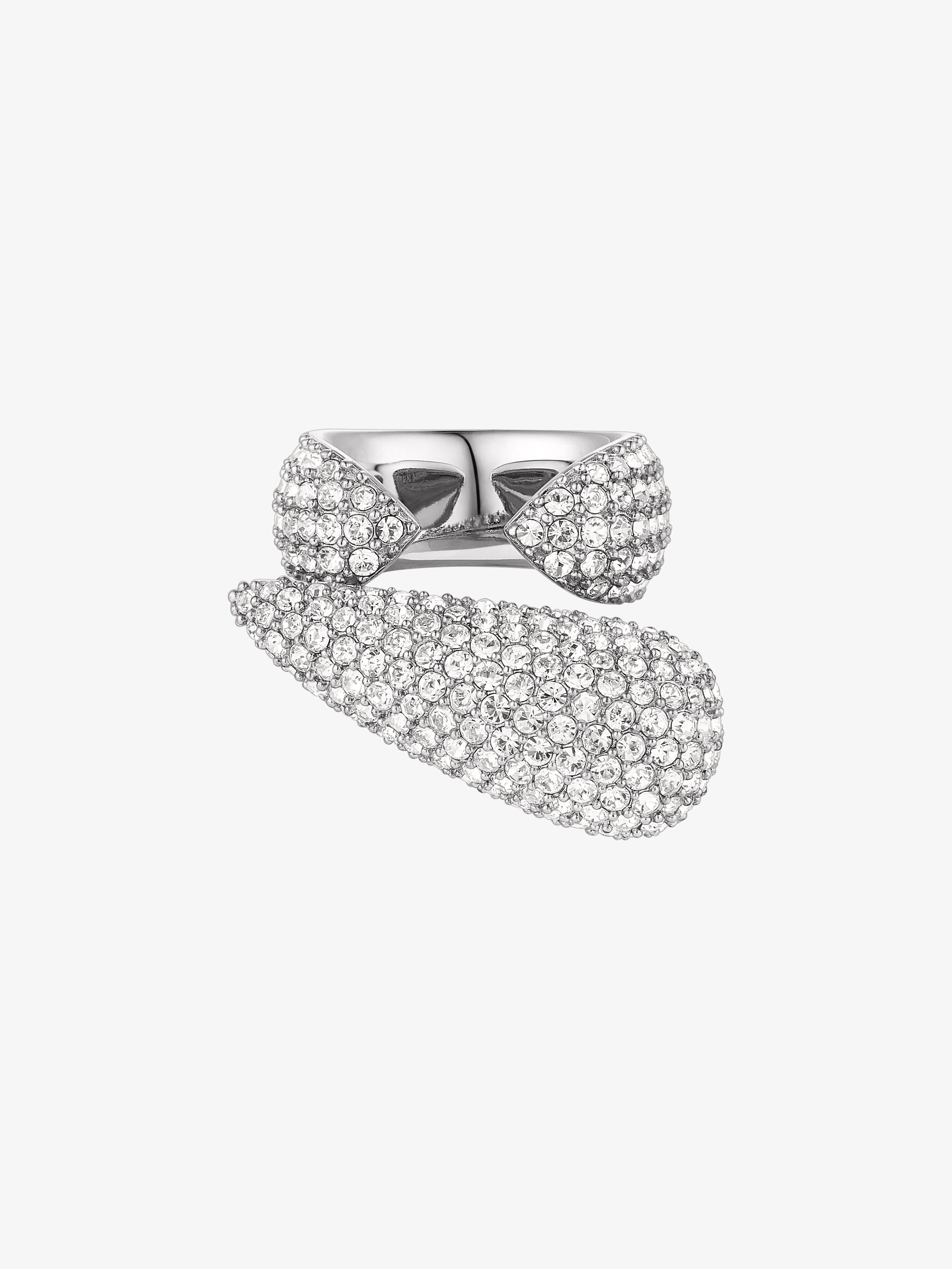 Shop Givenchy Feline Ring In Metal With Crystals In Silver