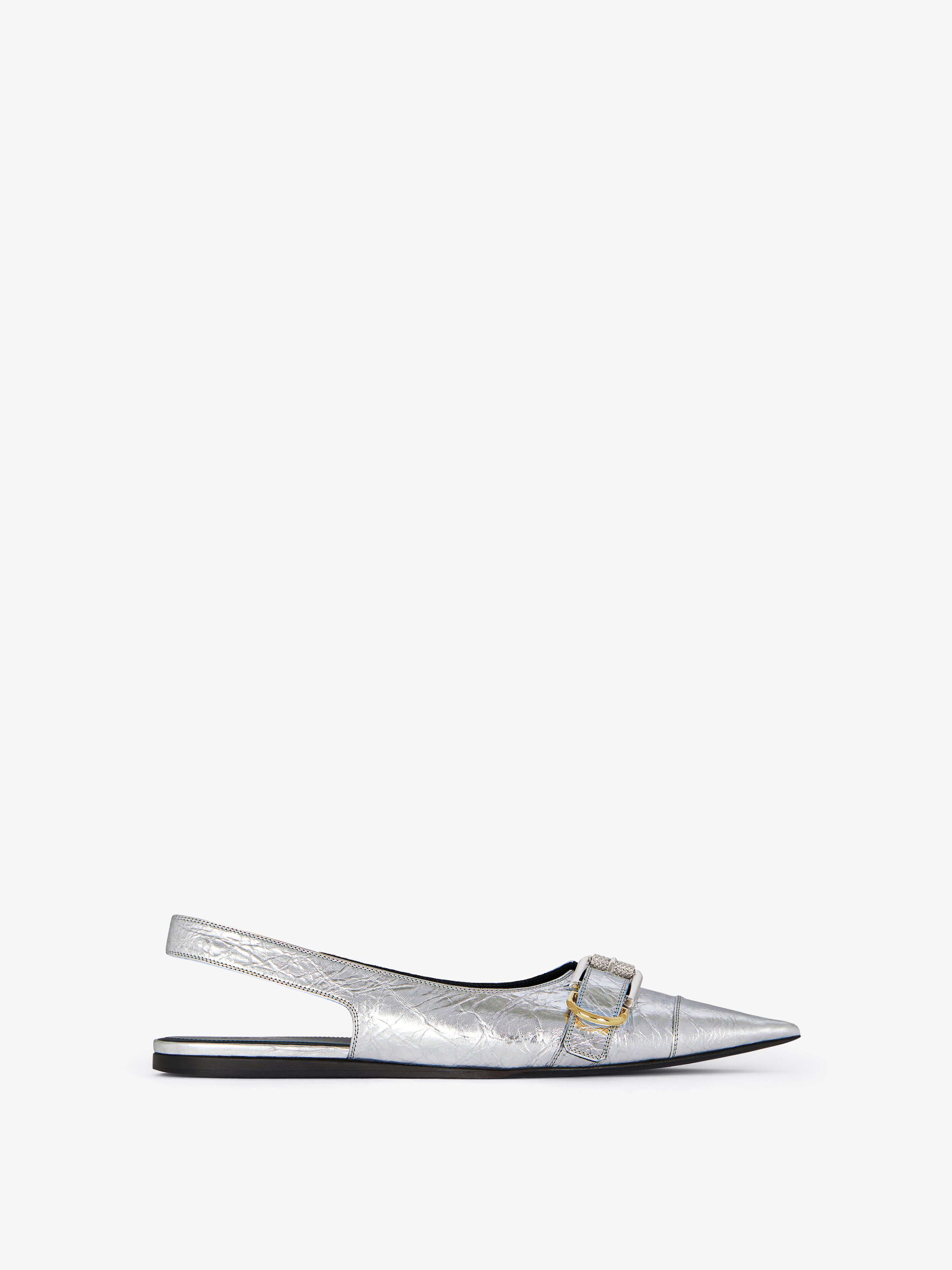 Givenchy - Slingback Plates Voyou En Cuir Laminé - Argente - pour Femme - Taille : 36