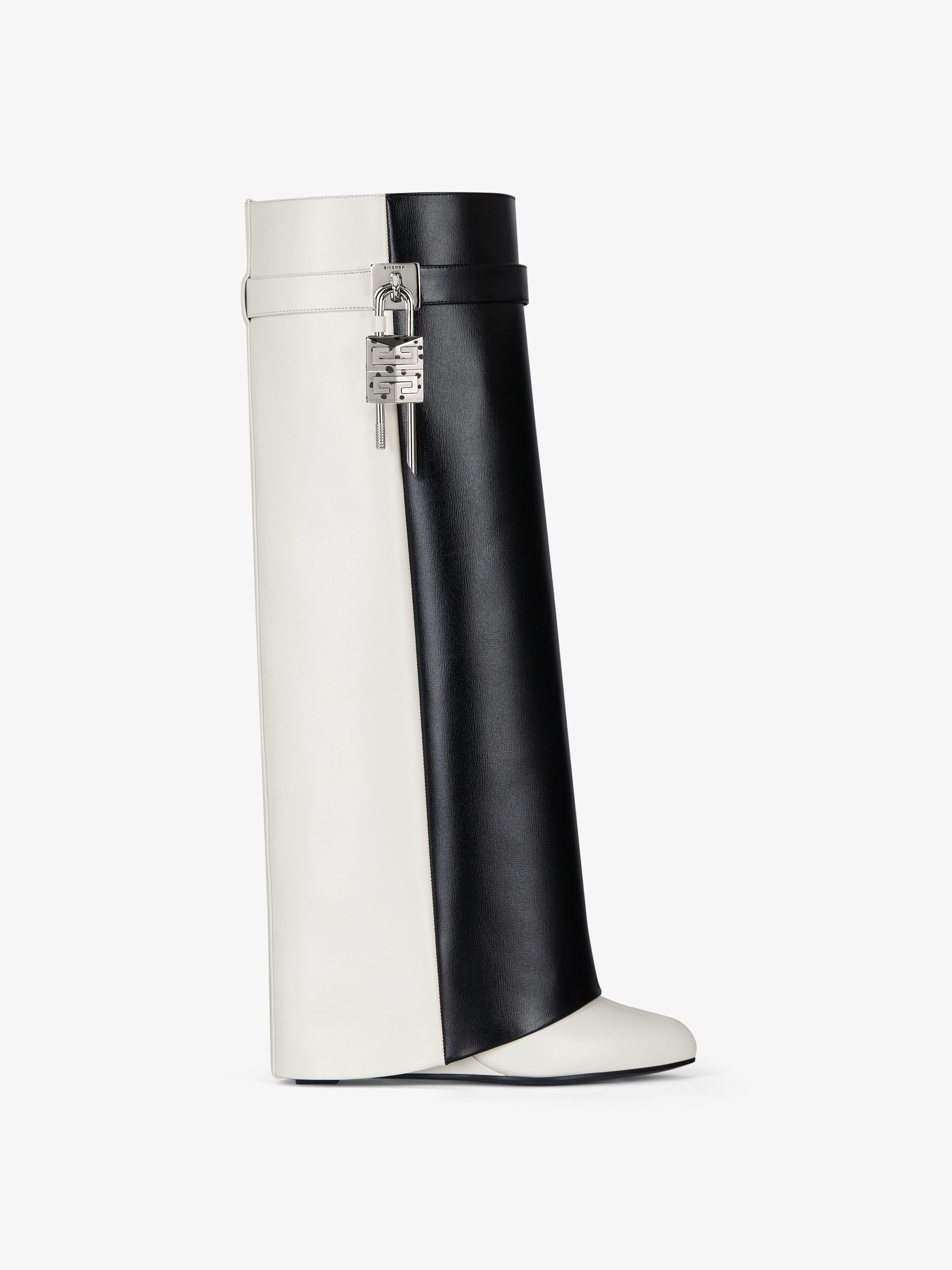 Givenchy - Shark Lock Boots In Two Tone Leather - Black - Women - Size: 42