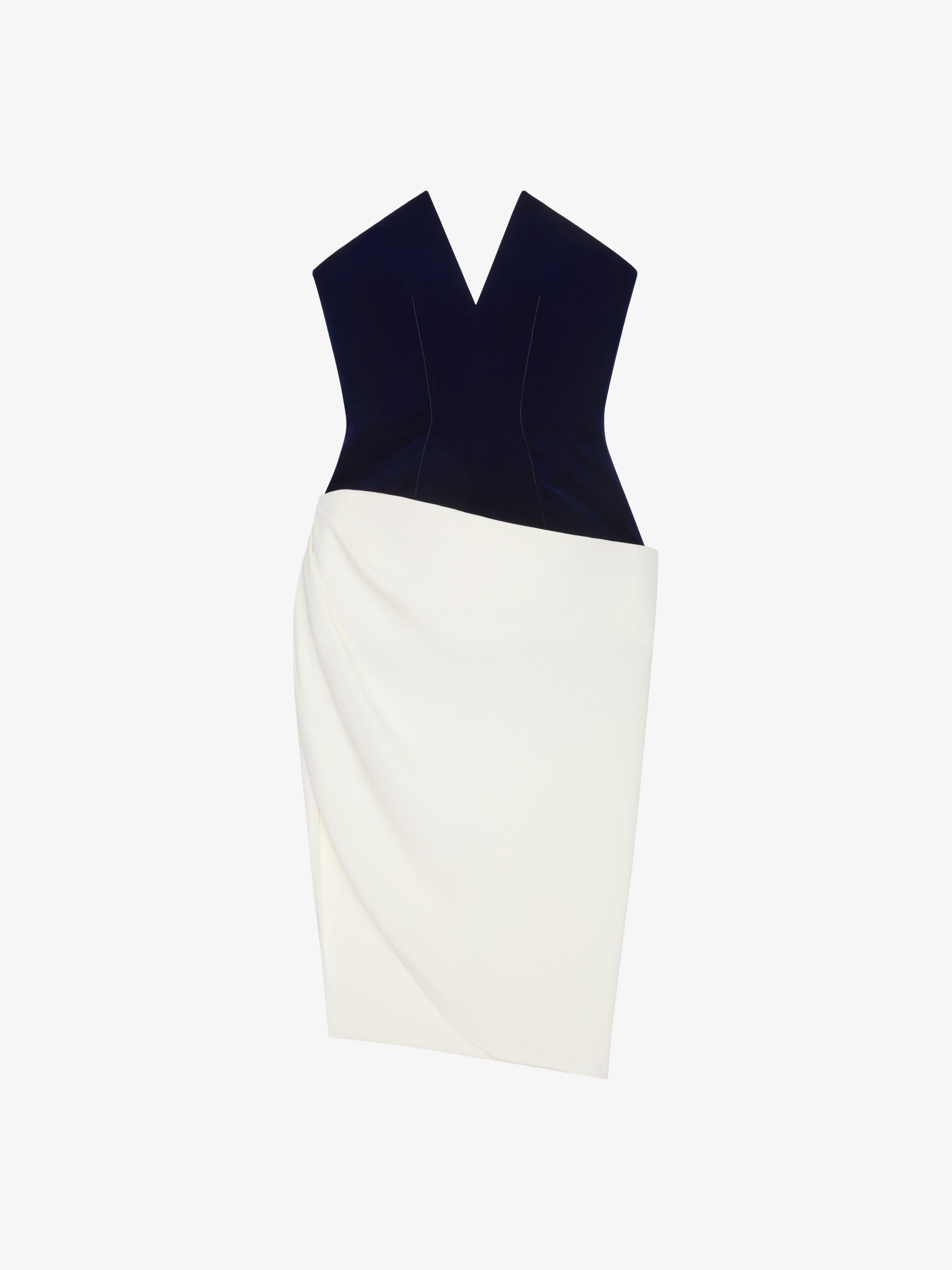 Shop Givenchy Bi-material Bustier Asymmetric Dress In Blue