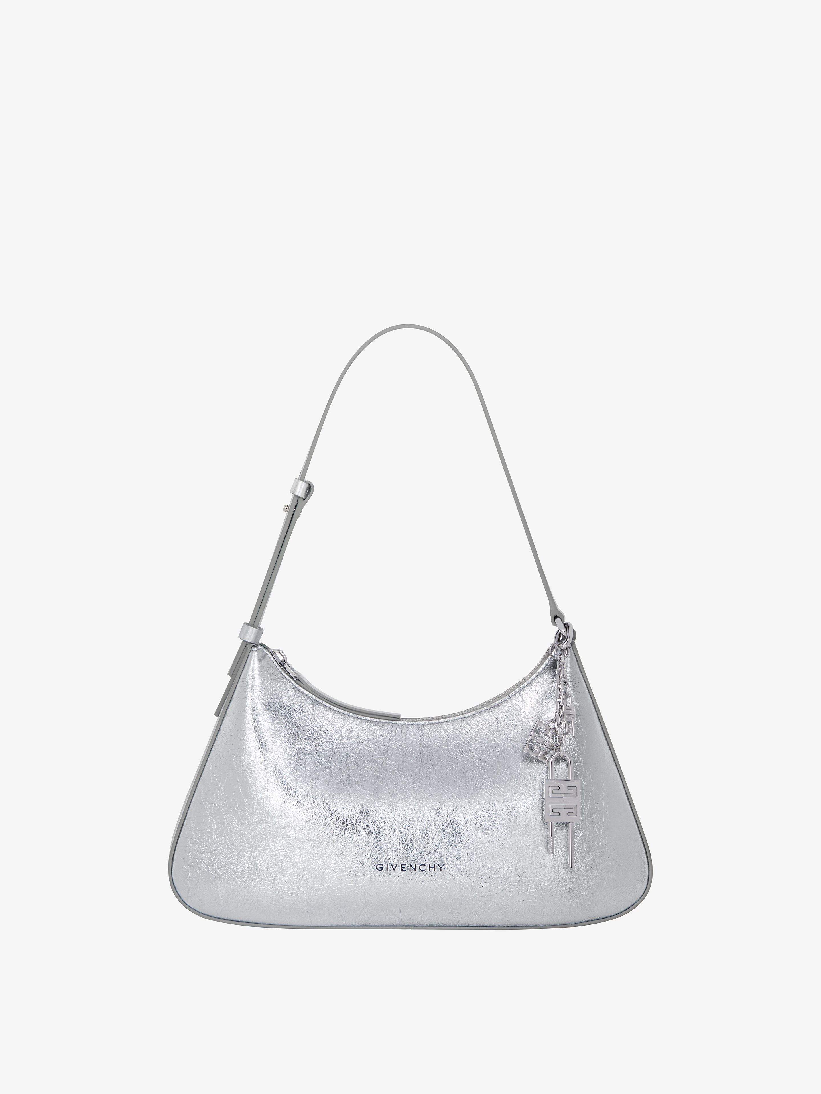 Small Lucky Lock bag in laminated leather in - light silvery | Givenchy US