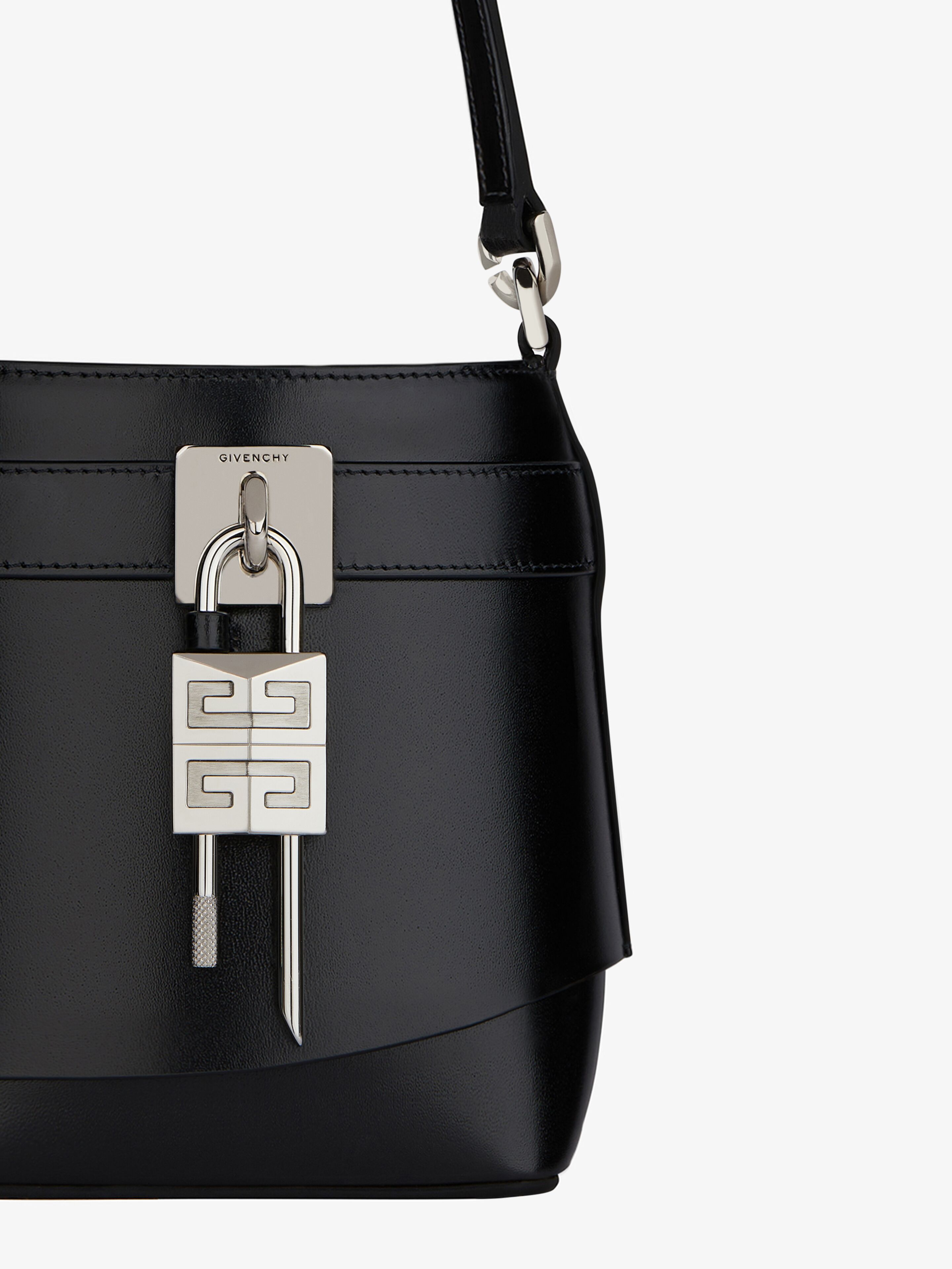 Micro Shark Lock bucket bag in Box leather in - black Micro Shark Lock bucket bag in Box leather in - black