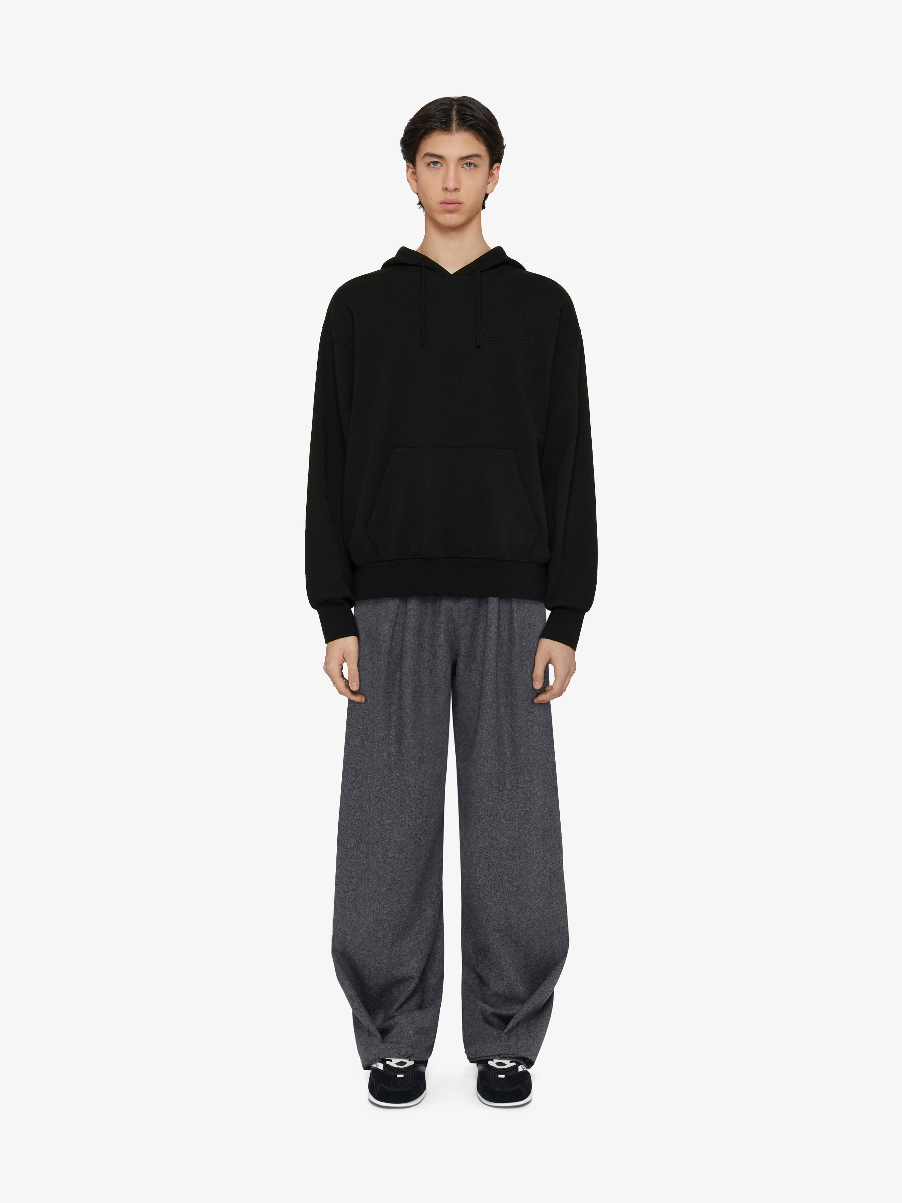 Hoodie in fleece with GIVENCHY signature in - black