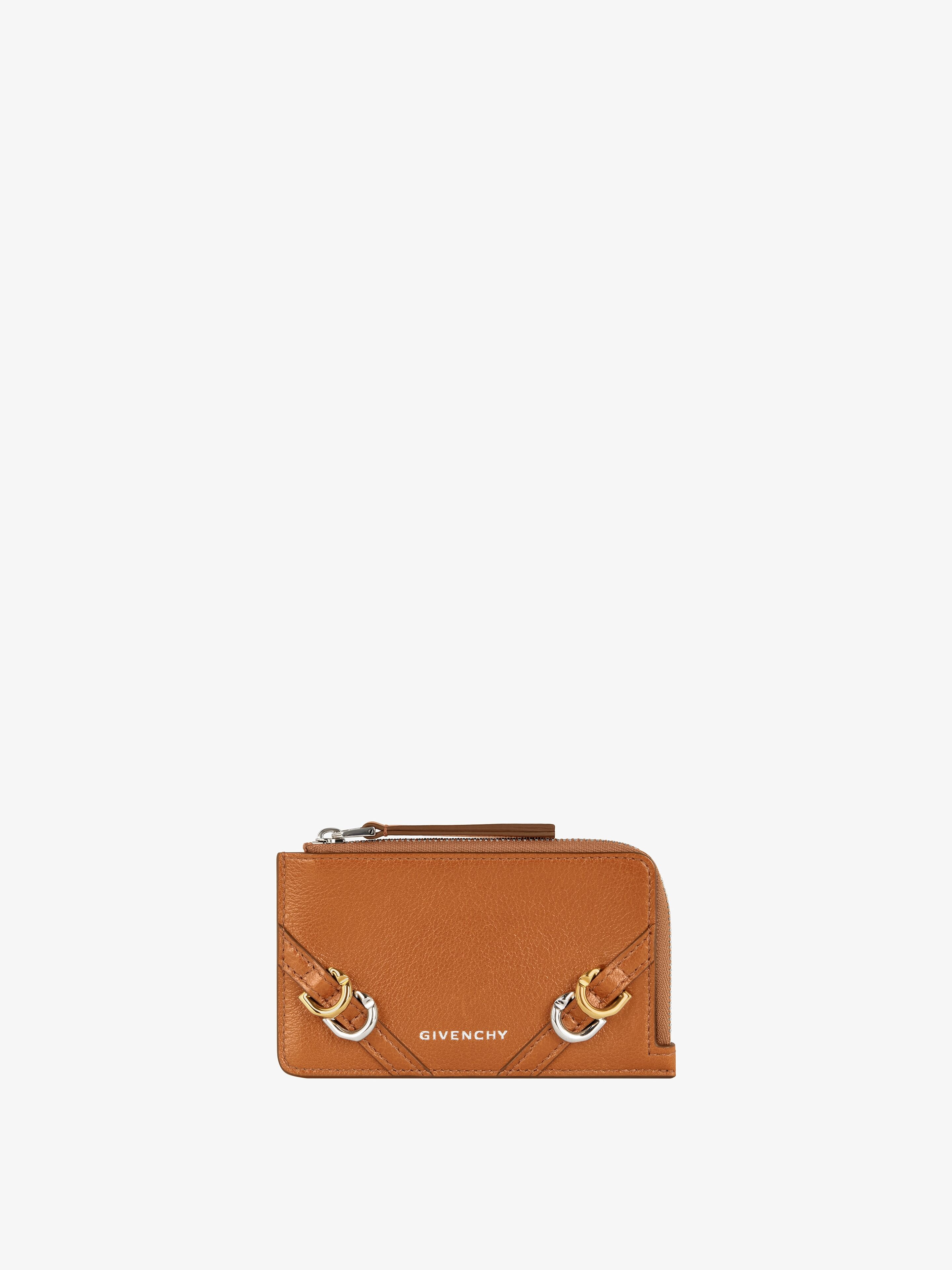 Shop Givenchy Voyou Zipped Card Holder In Leather In Multicolor