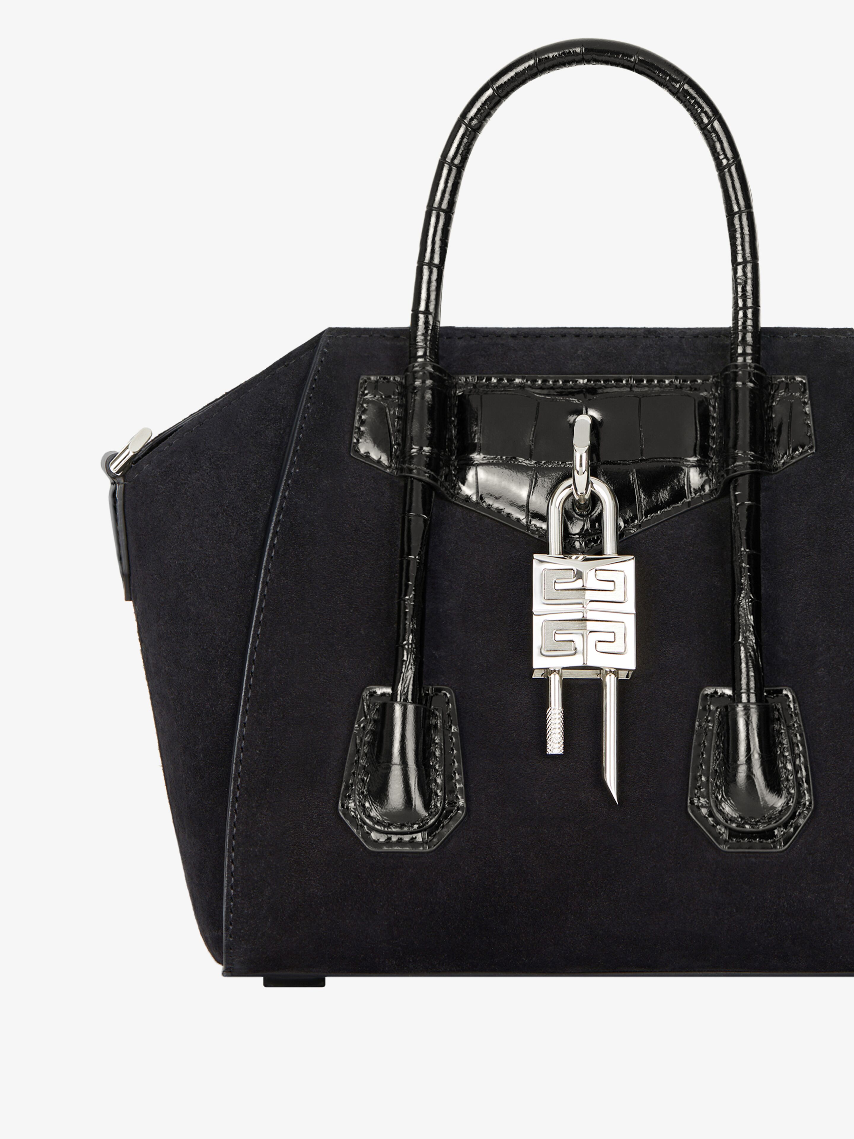 Mini Antigona Lock bag in suede | Givenchy CA | Givenchy