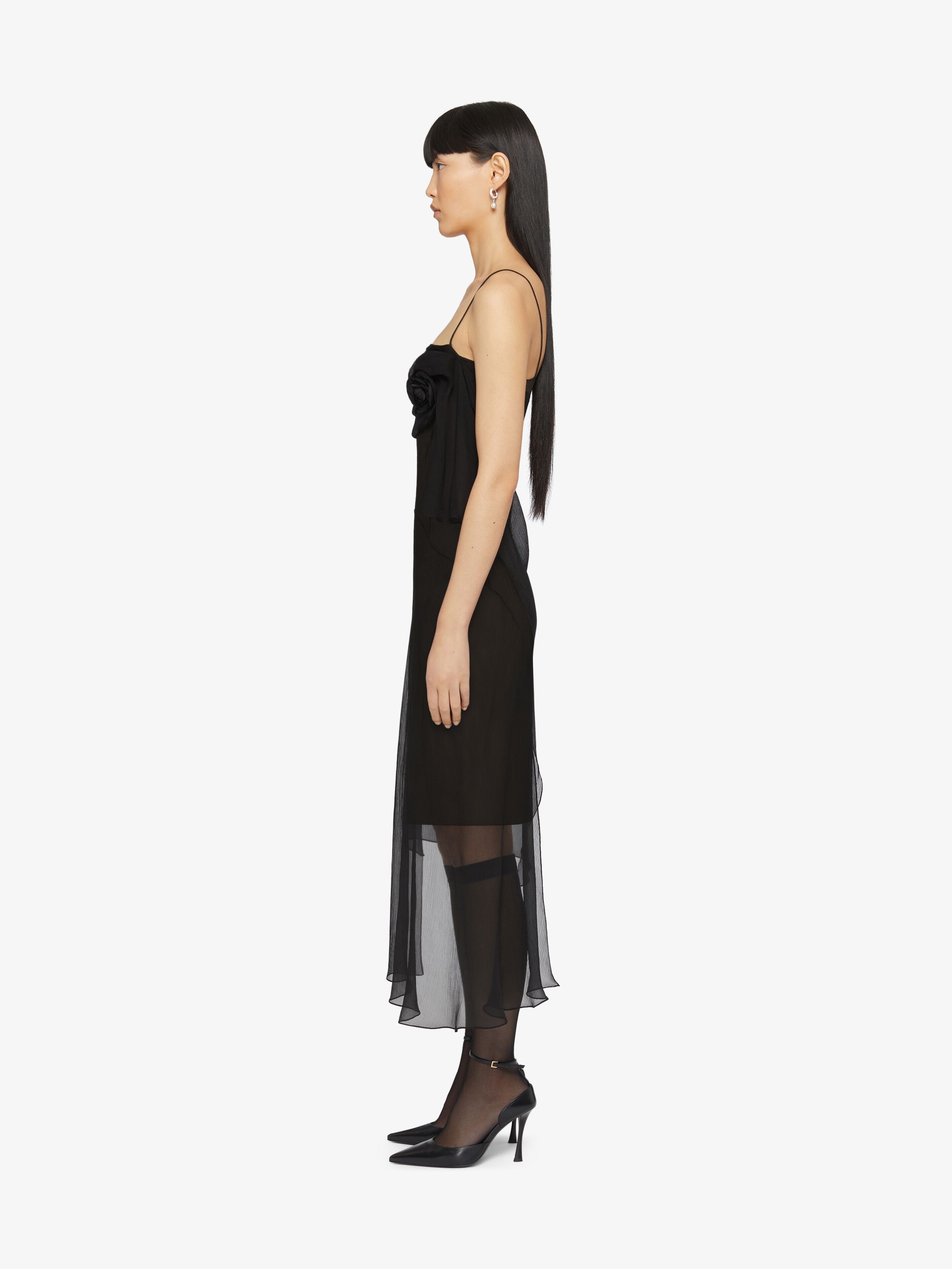 Straps dress in chiffon in - black | Givenchy US