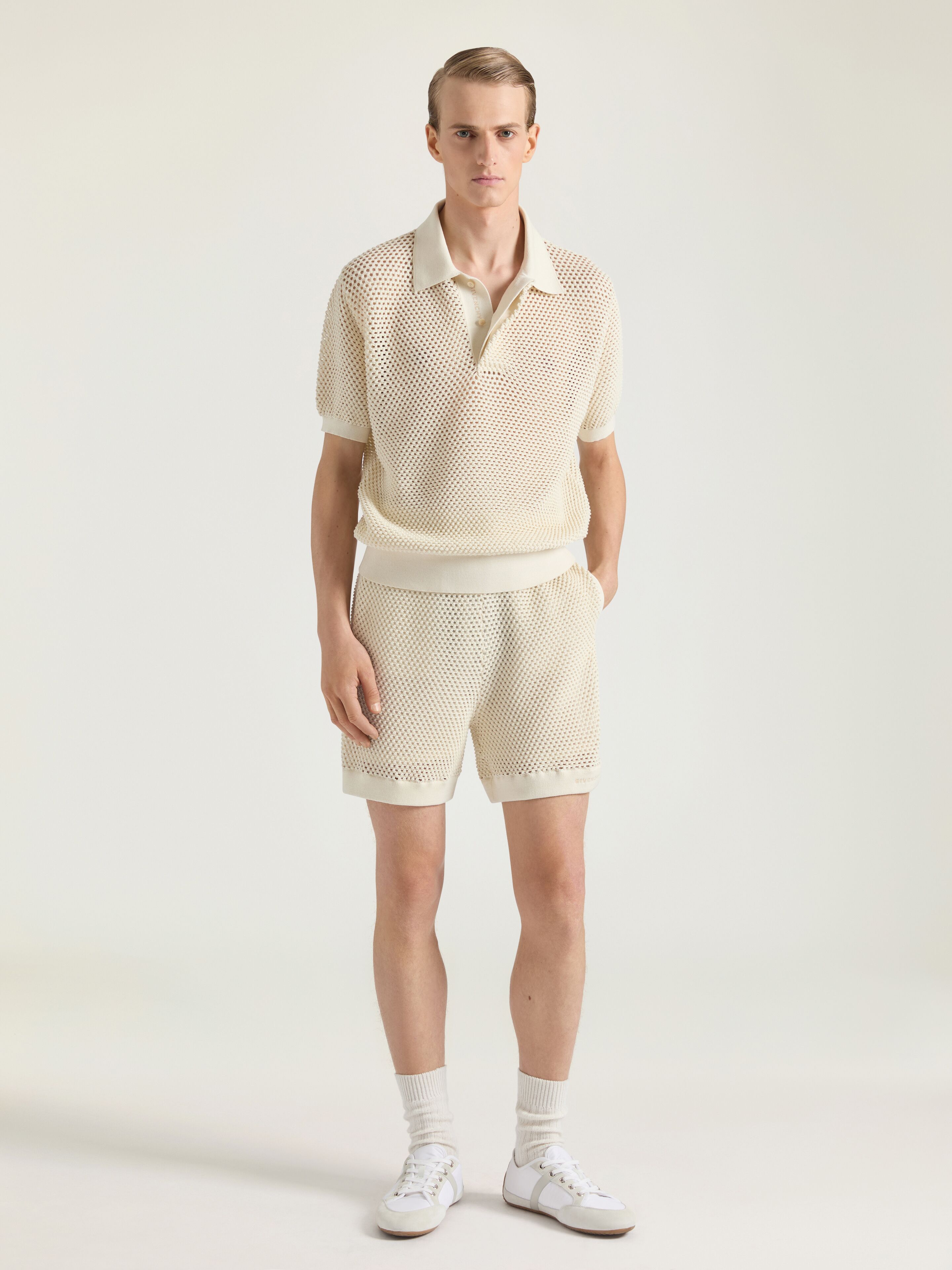ショーツ GIVENCHY CREAM SILK BLEND SHORTS Givenchy - Boys Beige Cotton Logo Shorts | Childrensalon Outlet