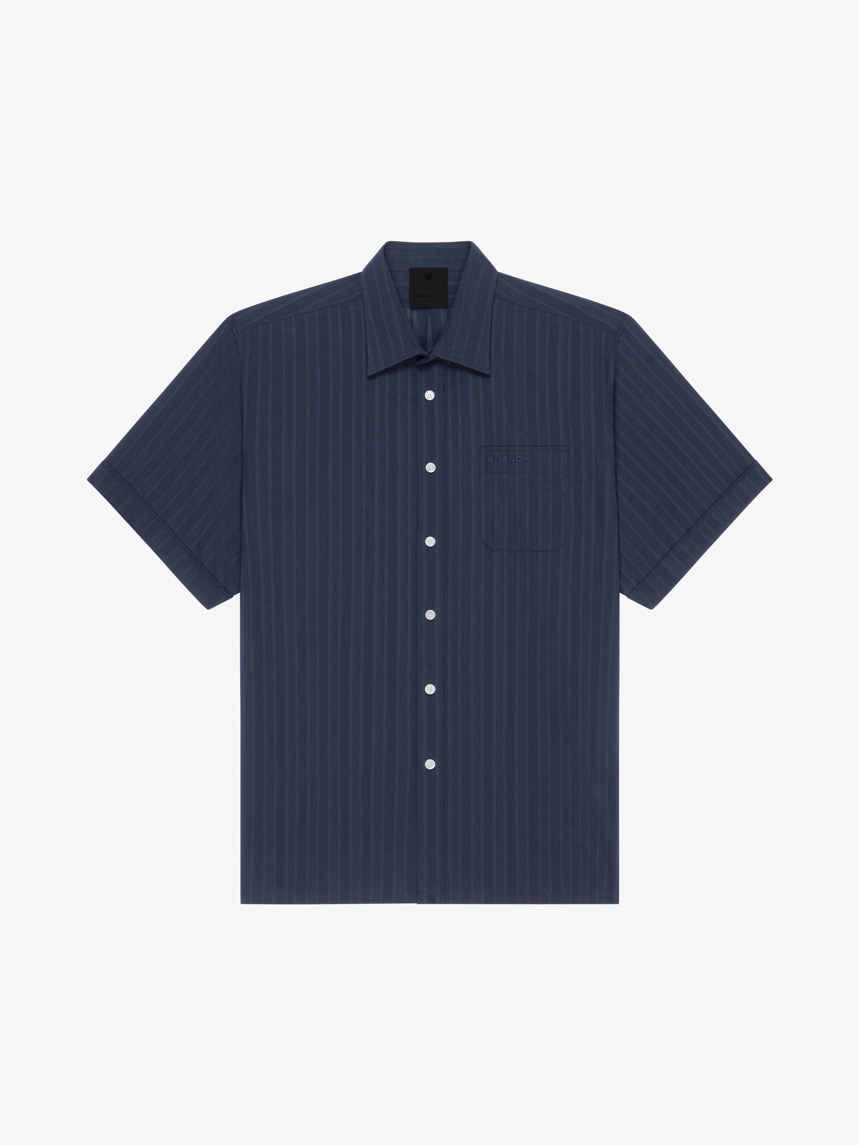 Shop Givenchy Shirt In Cotton Voile With Stripes In Navy