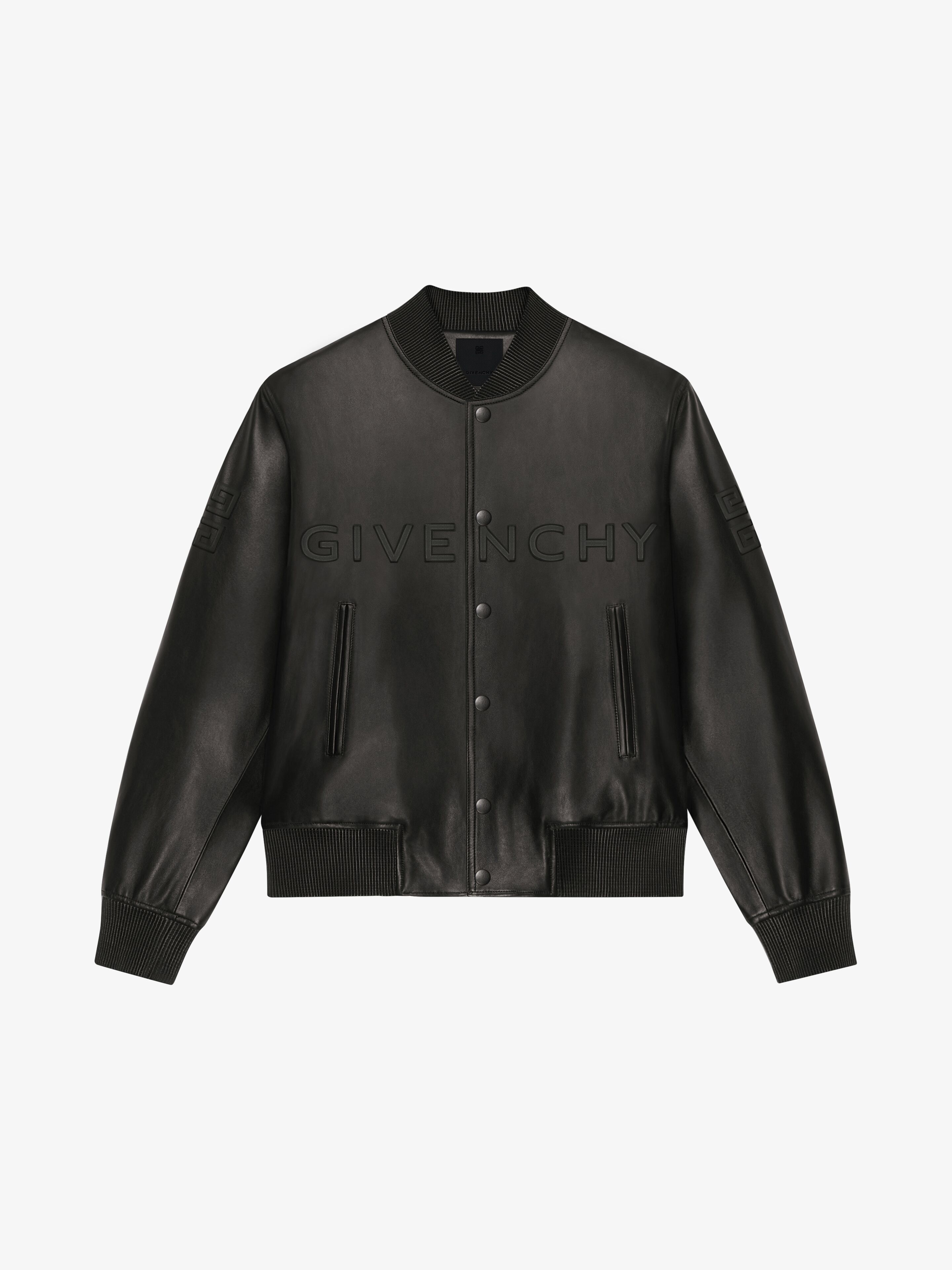 Shop Givenchy Varsity Jacket In Leather In Black