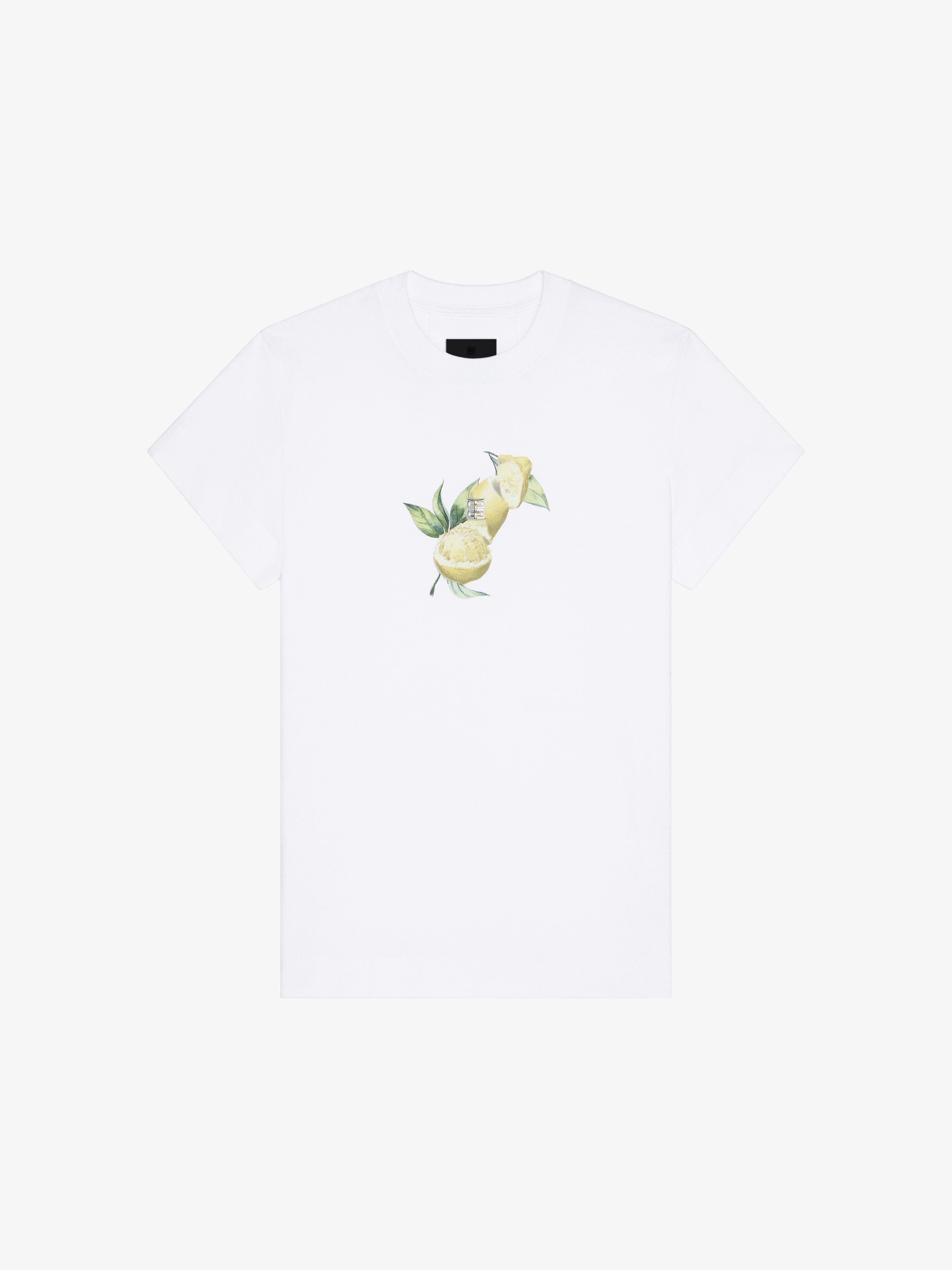 Shop Givenchy T-shirt In Cotton With 4g Detail And Lemon Print In White