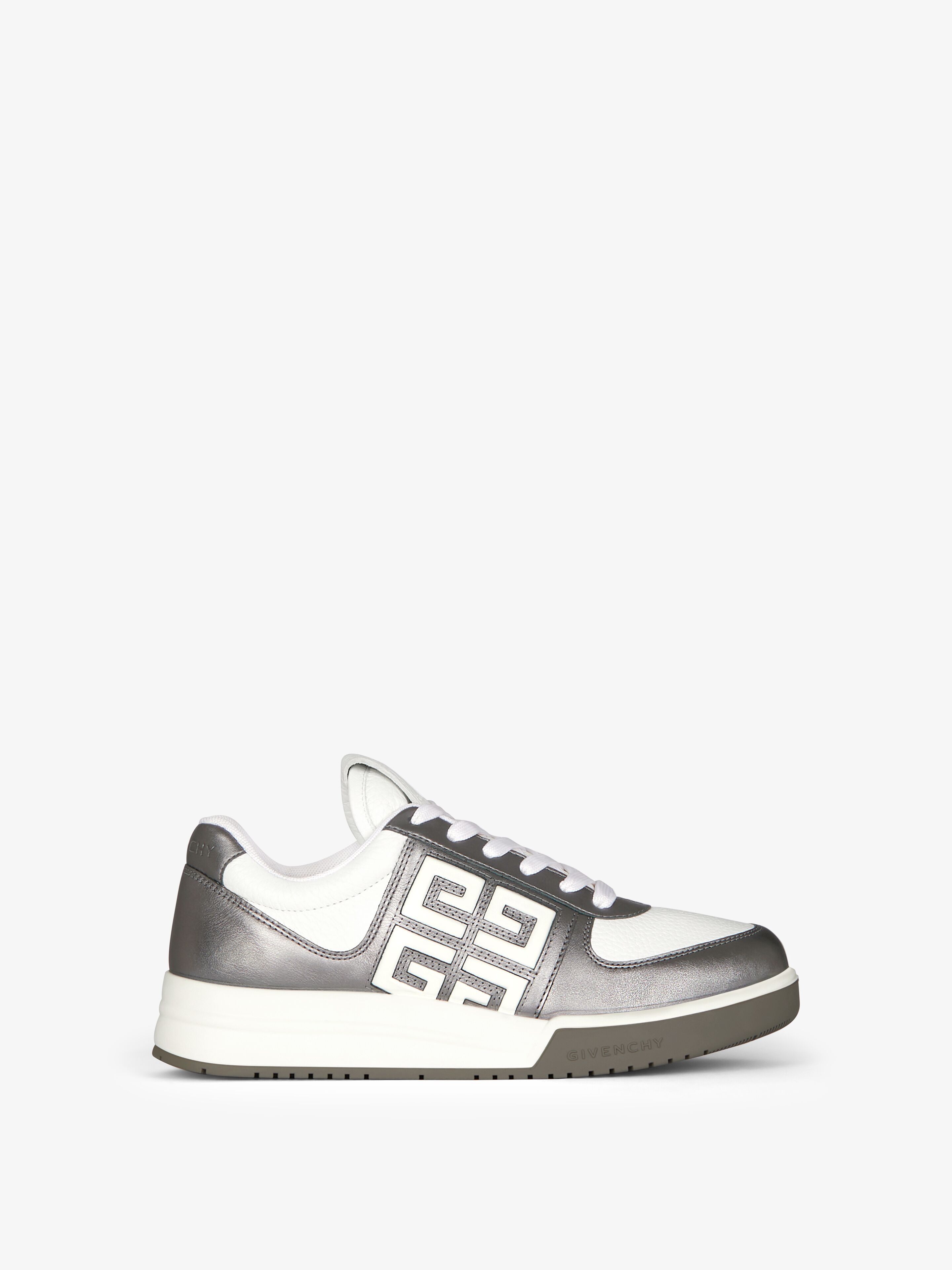 Givenchy Women's G4 Sneakers In Laminated Leather In White/silvery
