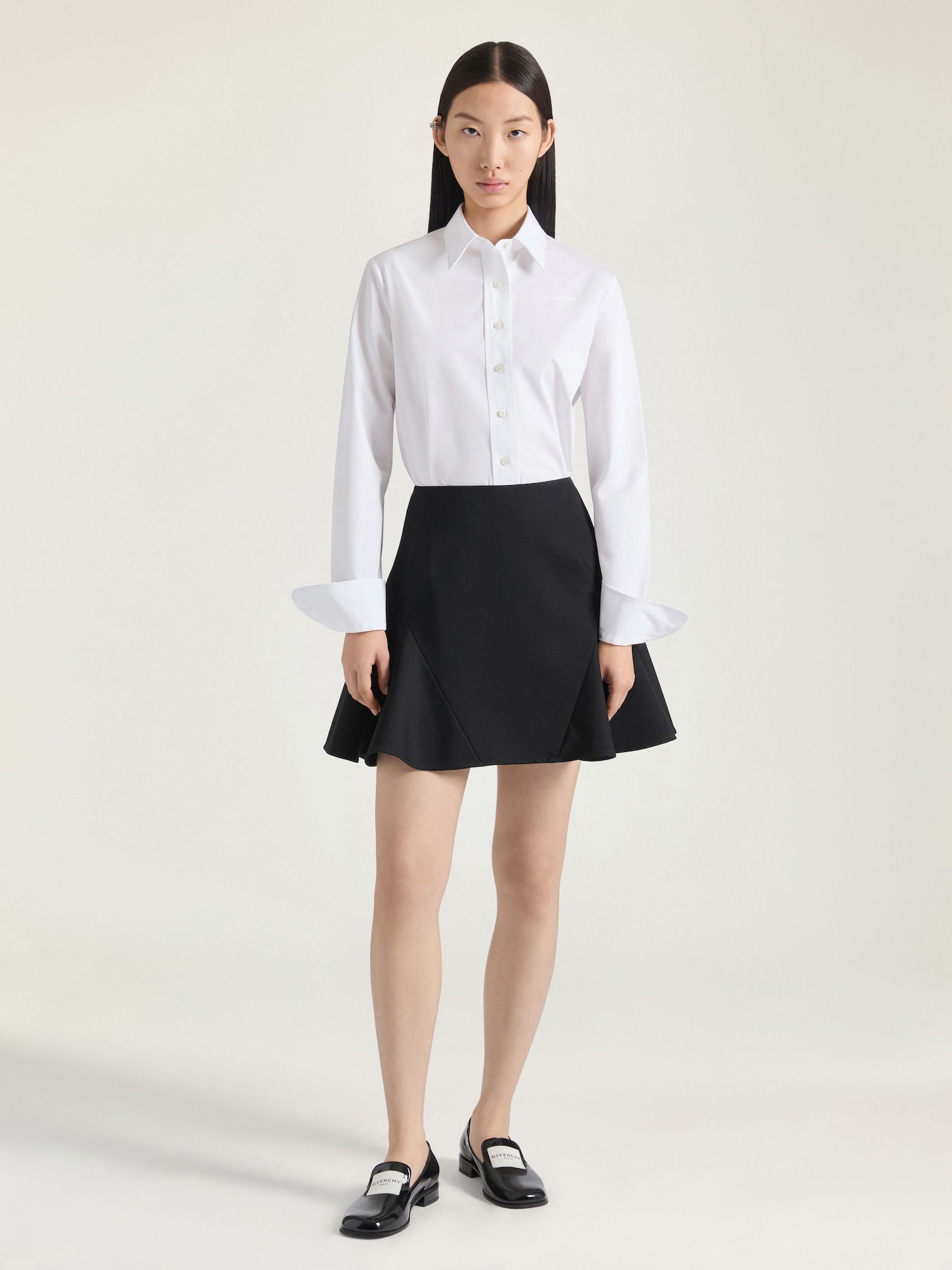 Shirt in poplin with GIVENCHY embroidery